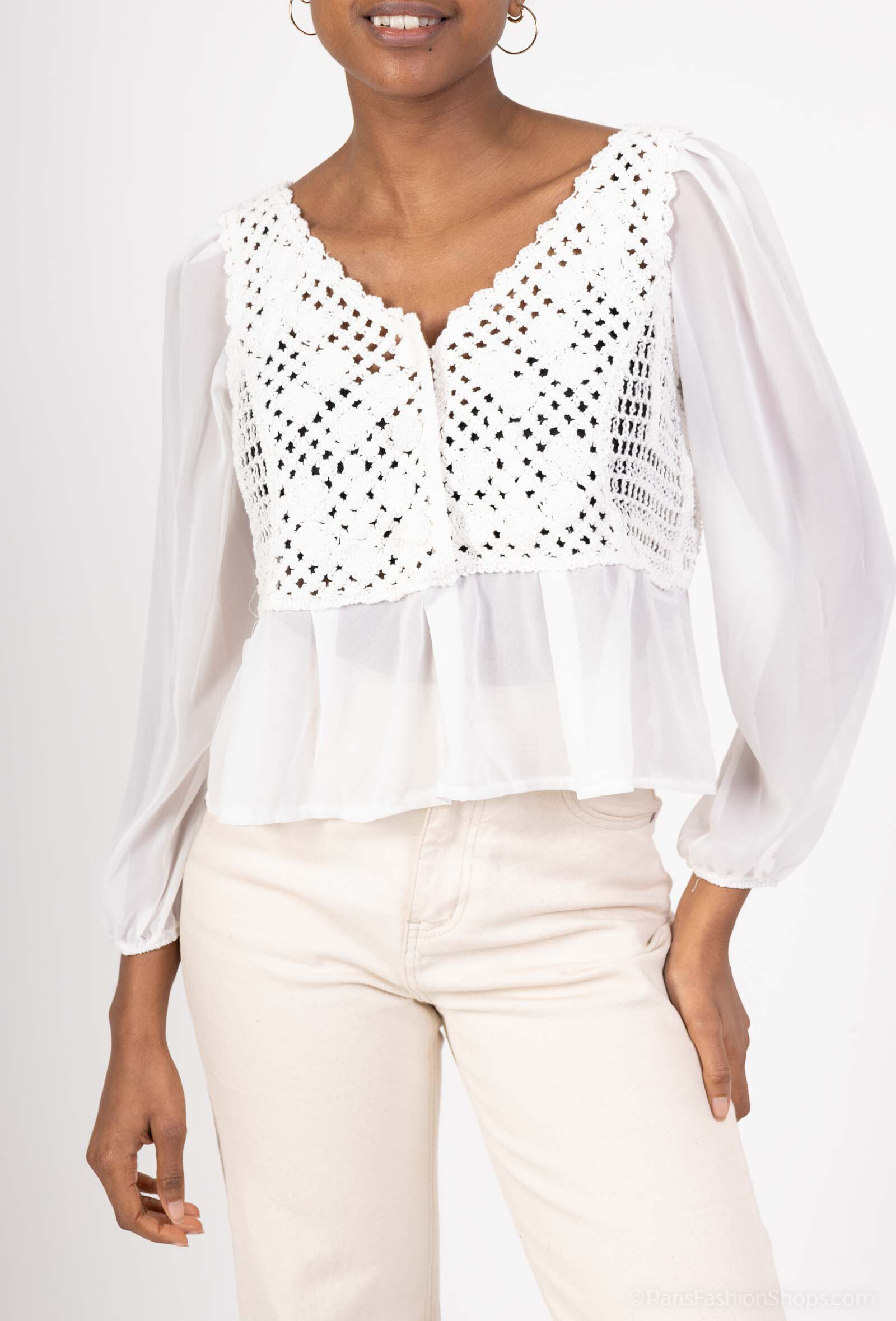 Wholesaler CMP55 - Blouse with crochet