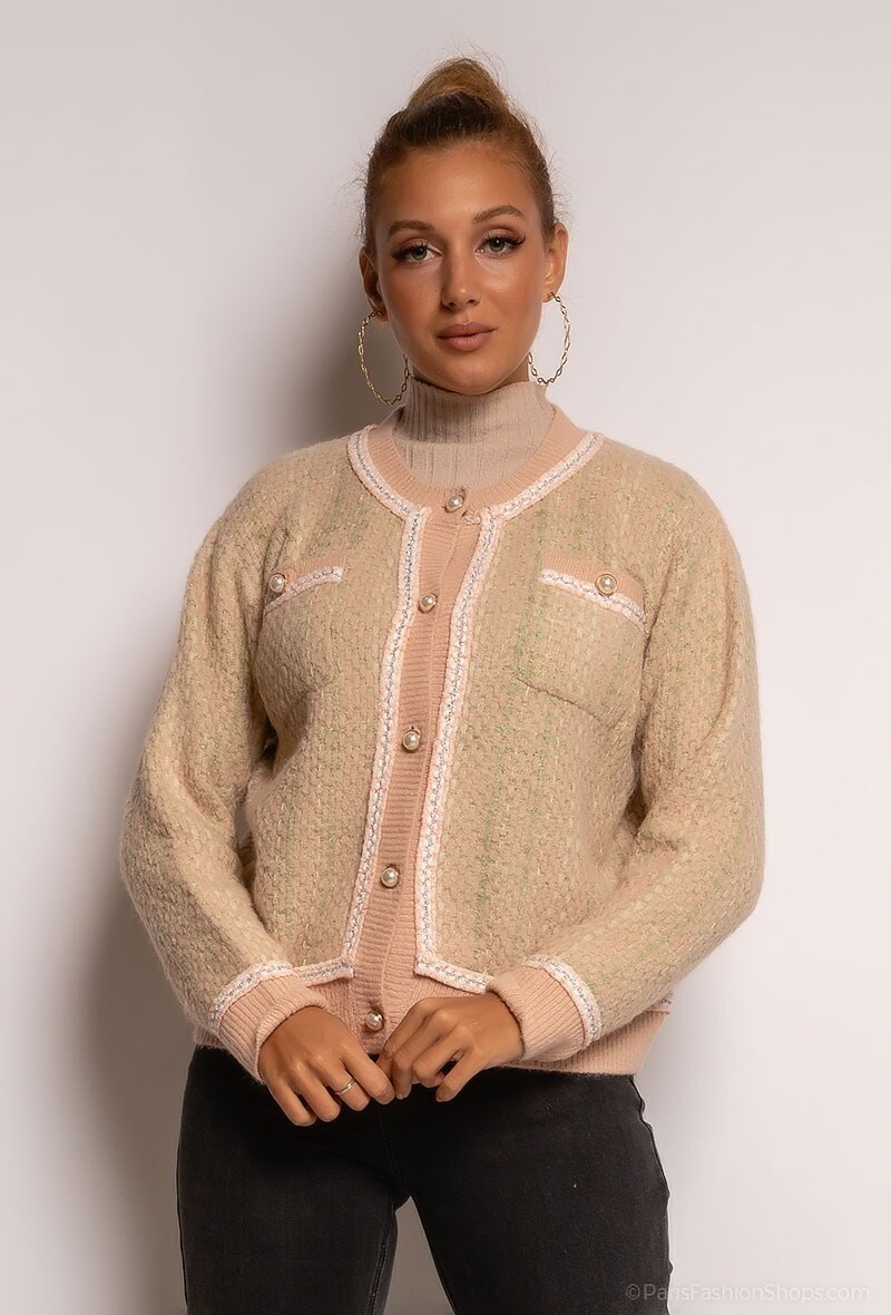 Grossiste CMP55 - Gilet à carreaux et perles