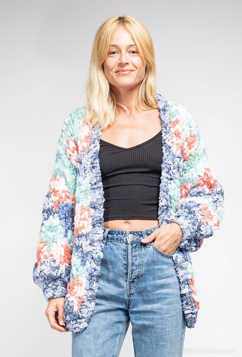 Wholesaler CMP55 - Multicolor fuzzy knit cardigan