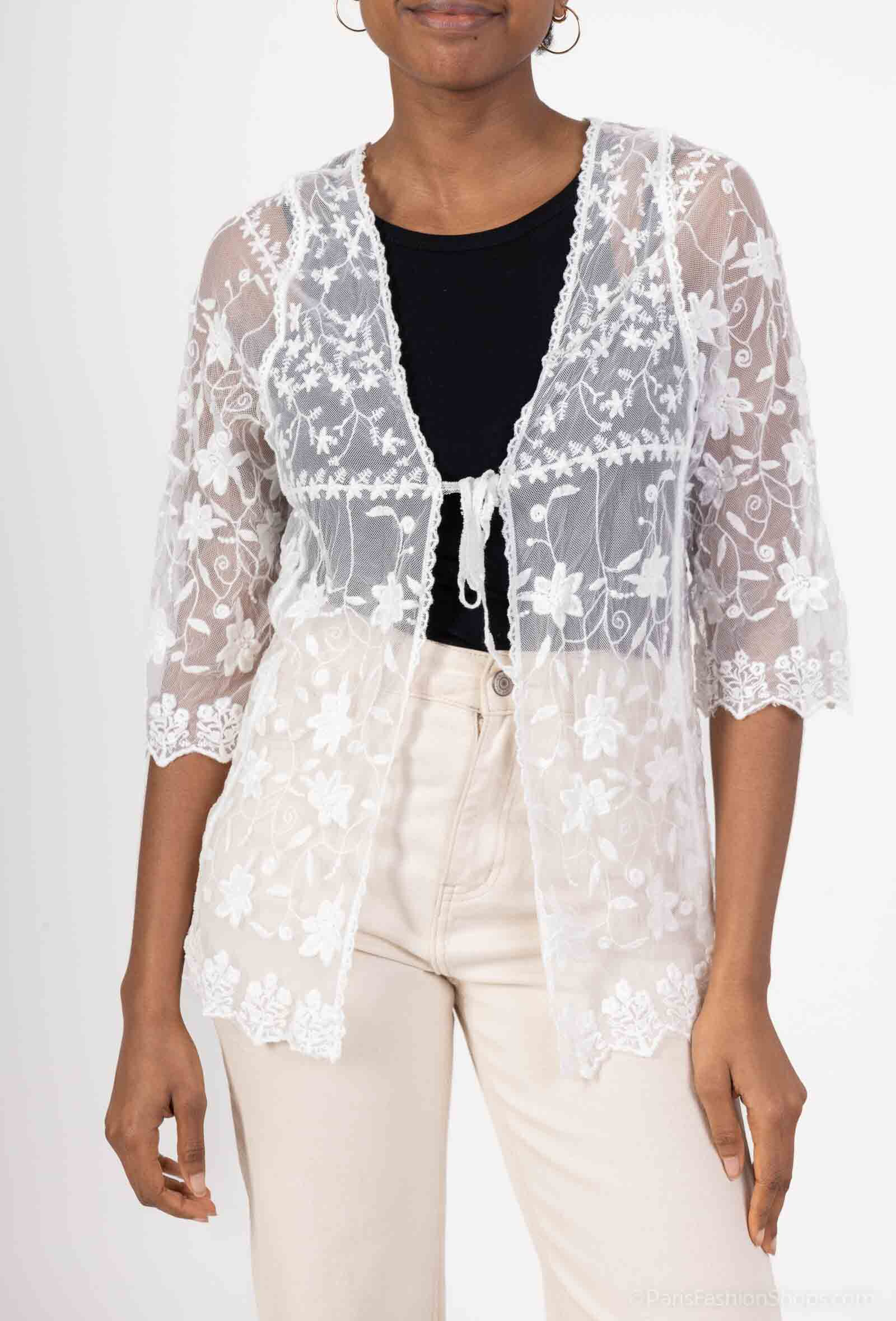 Wholesaler CMP55 - Embroidered transparent kaftan