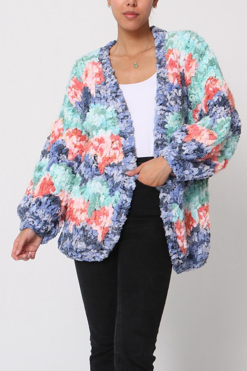 Wholesaler CMP55 - Multicolor fuzzy knit cardigan