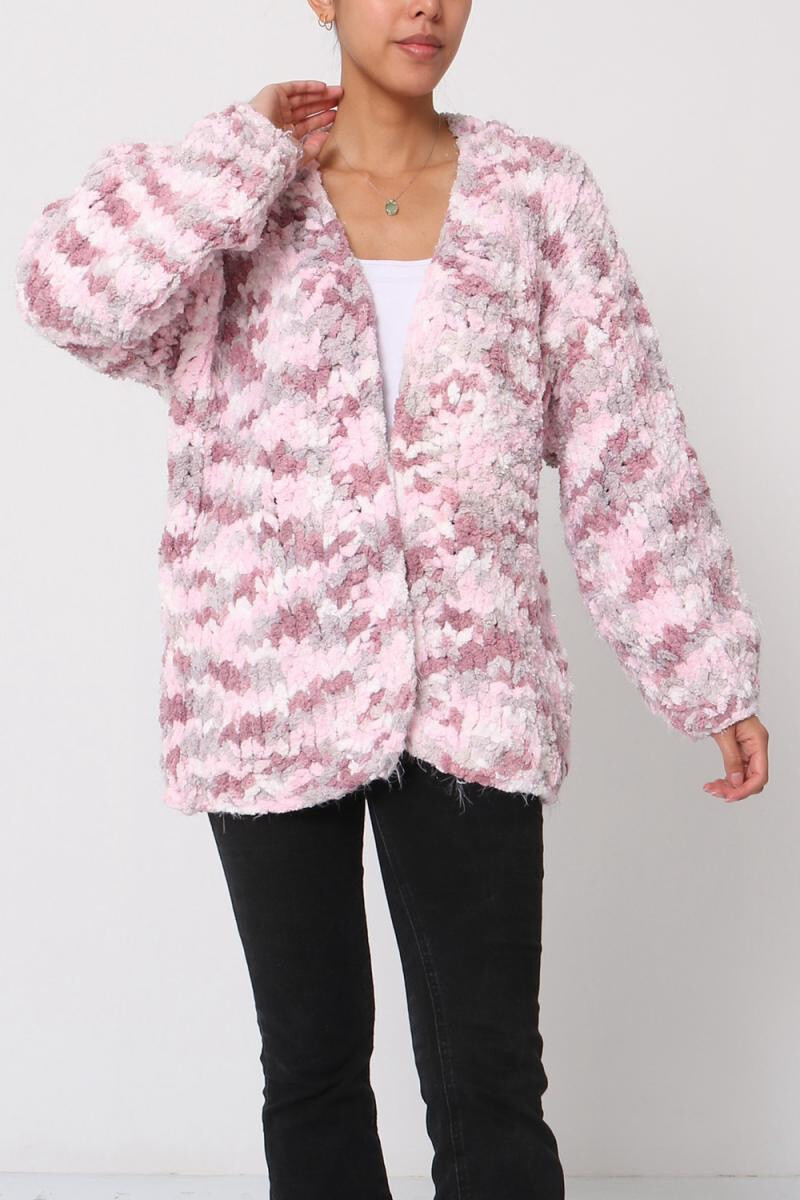 Wholesaler CMP55 - Multicolor buttoned fuzzy knit cardigan