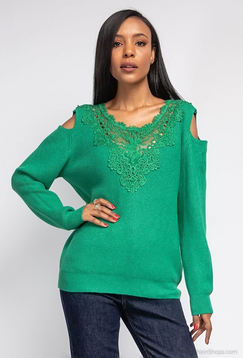 Wholesaler CMP55 - Off-the-shoulder sweater with lace