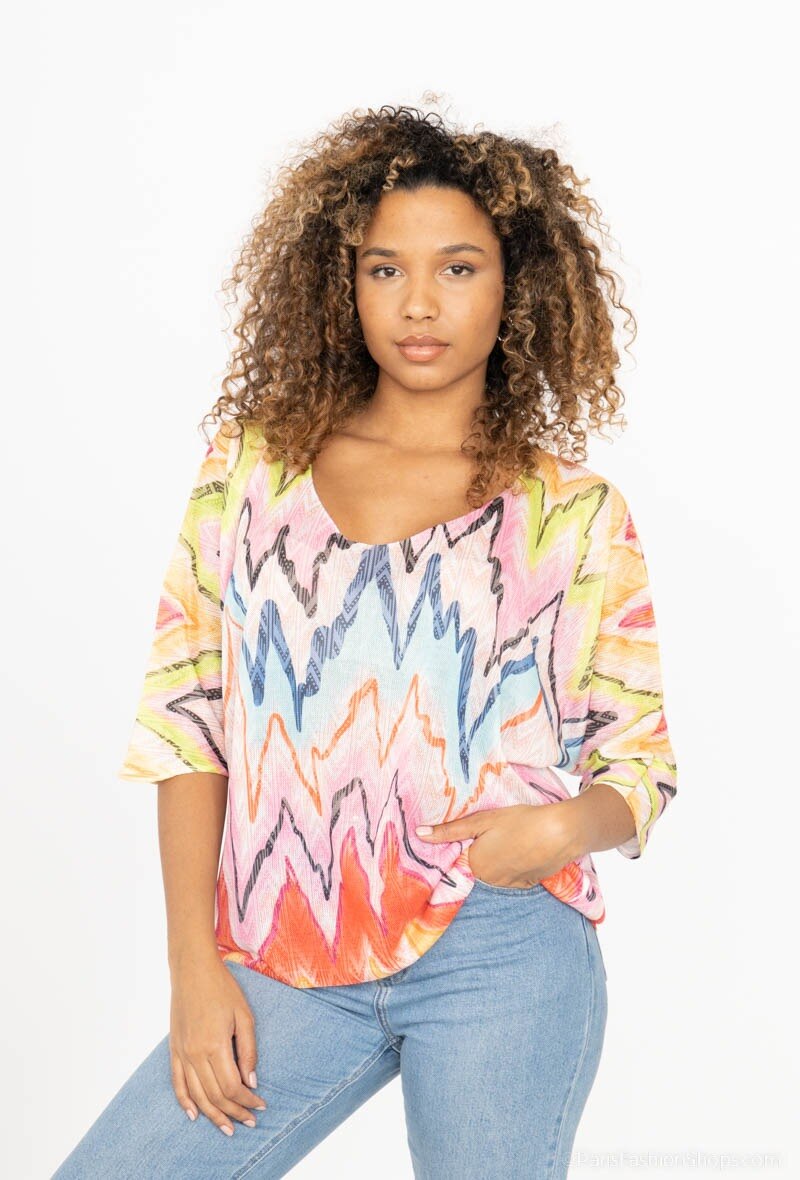 Wholesaler CMP55 - Fine-knit printed jumper top
