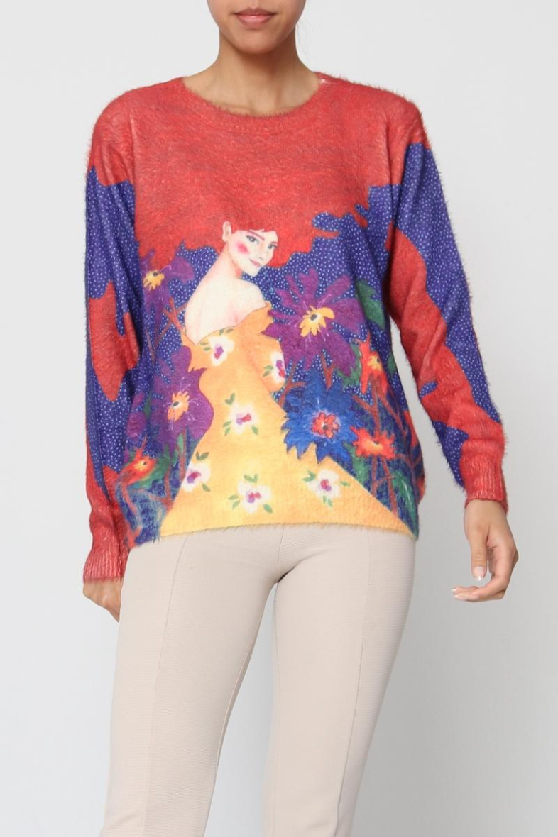 Wholesaler CMP55 - Printed cats sweater