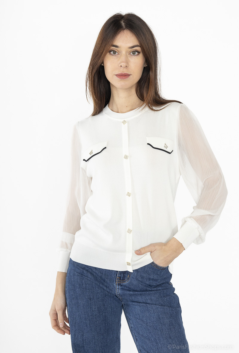 Wholesaler CMP55 - Multicolor buttoned fuzzy knit cardigan