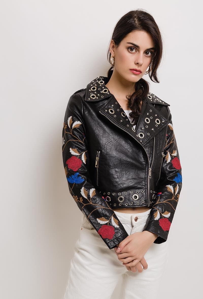 Wholesaler CMP55 - Embroidered biker jacket