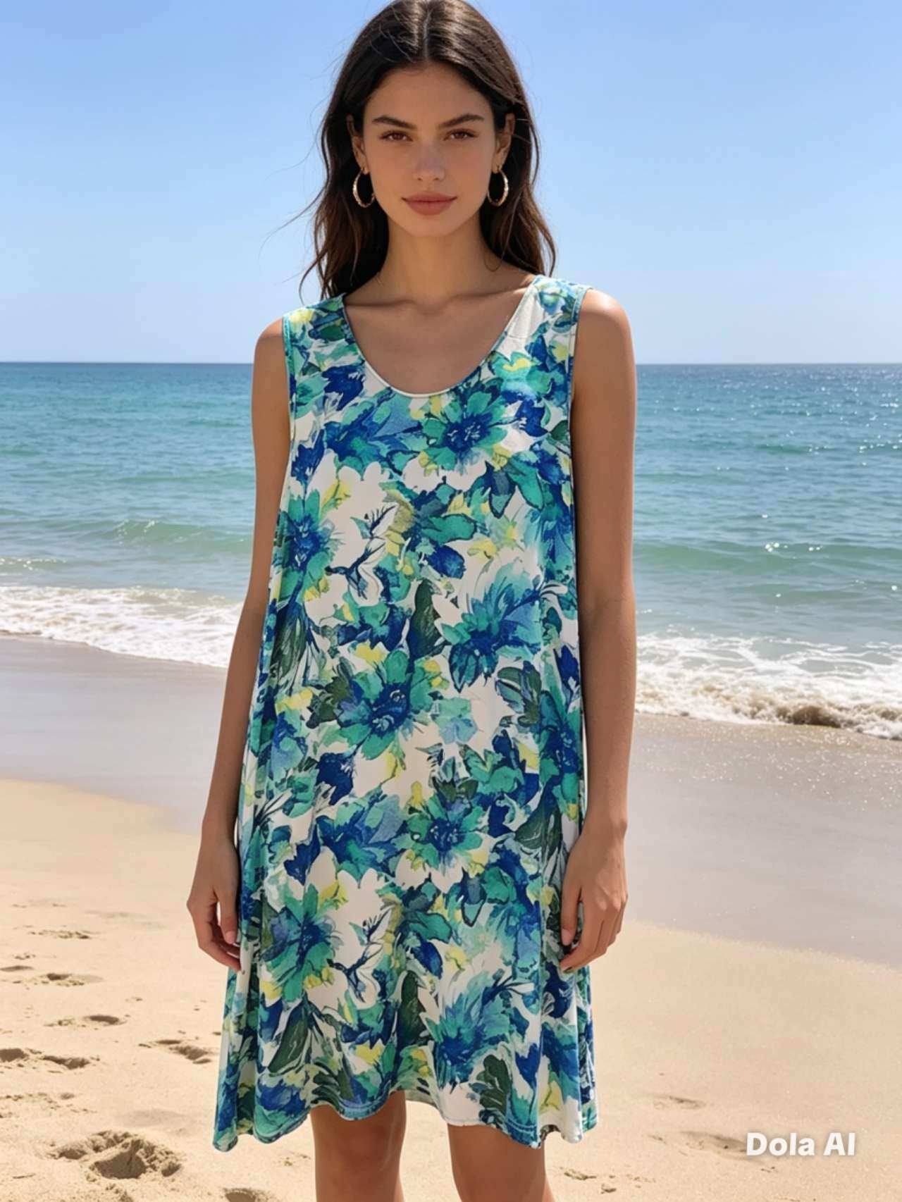 Mayorista concetti -jinxintrading - VESTIDO SIN MANGAS CON ESCOTE REDONDO Y ESTAMPADO