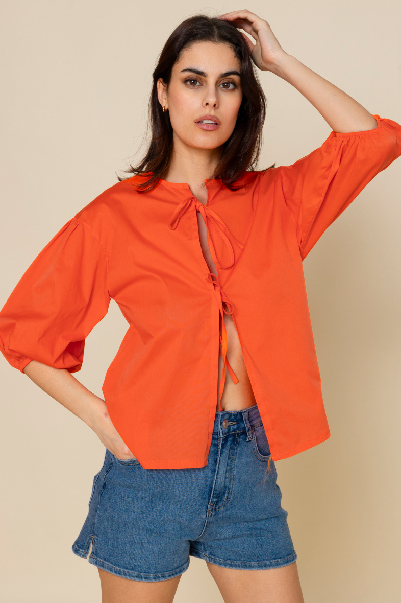 Mayorista Copperose Outlet - Blusa con mangas globo y lazos atados