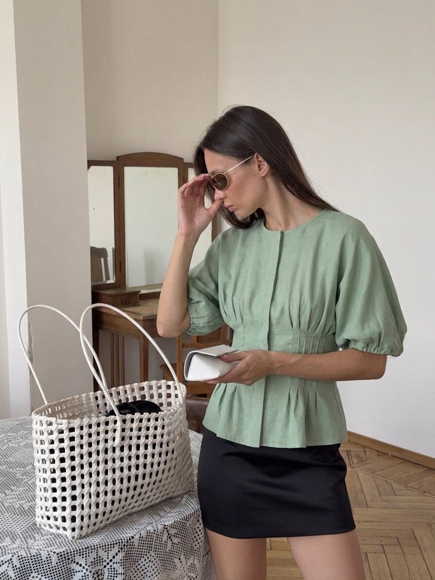 Grossiste Copperose - BLOUSE EN LIN MÉLANGÉ EFFET PÉPLUM