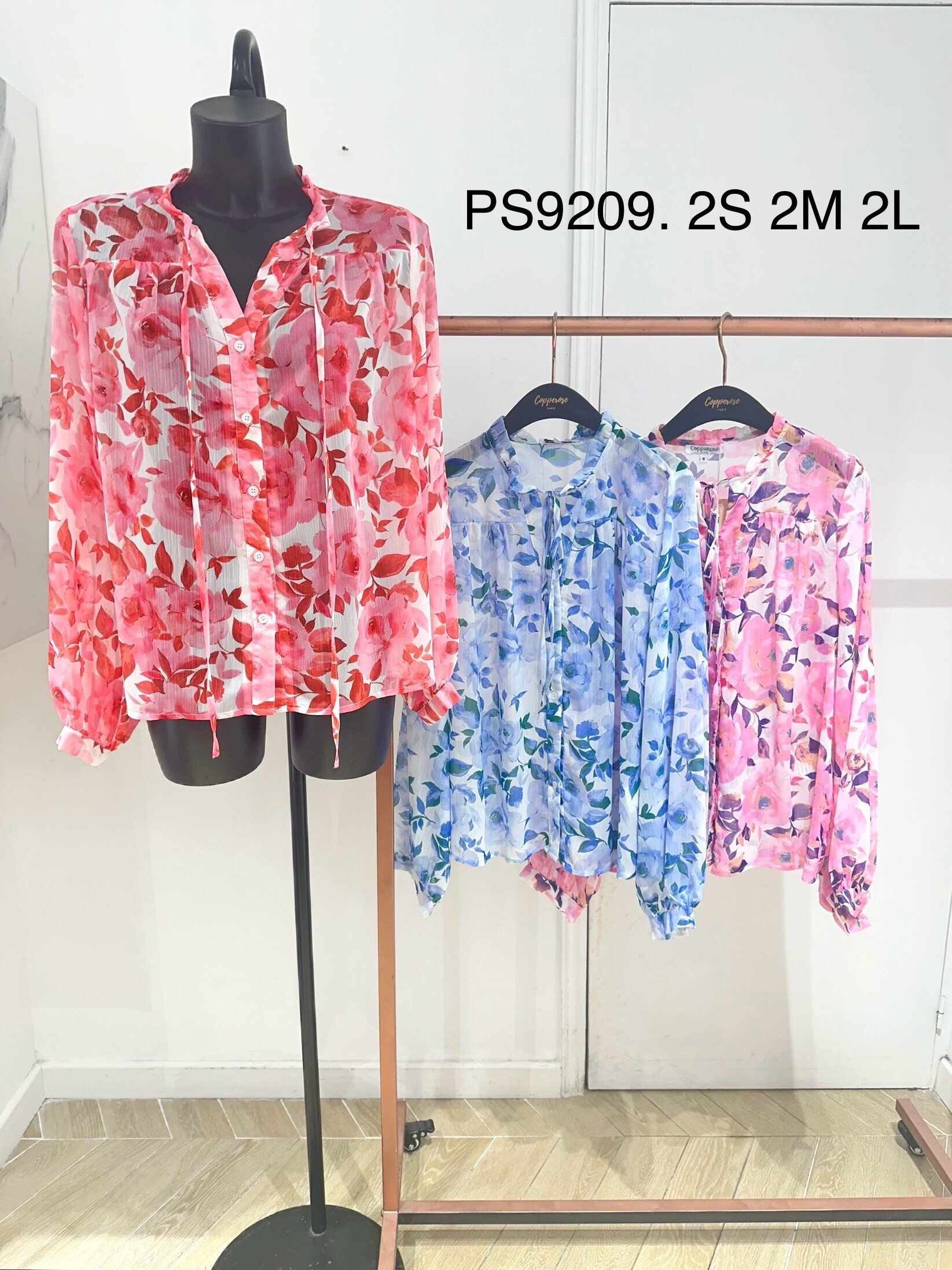 Grossista Copperose - Blusa floreale colletto legato