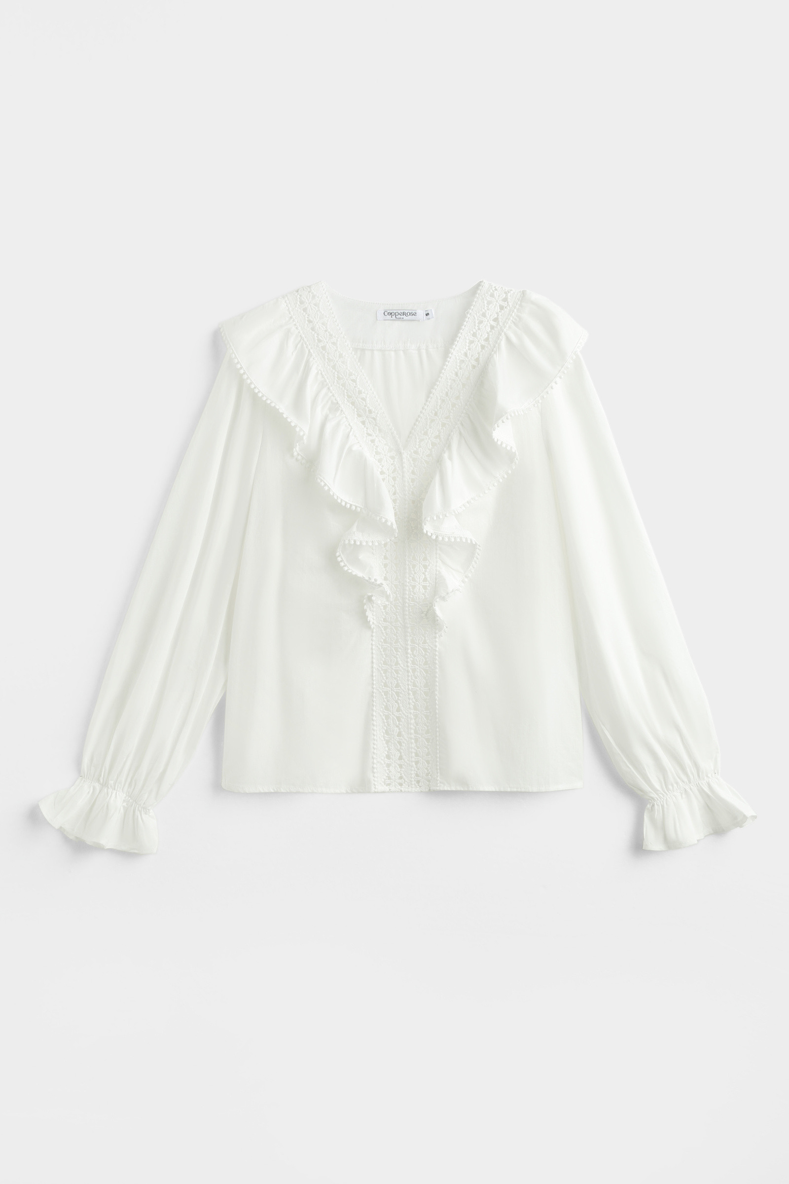 Wholesaler Copperose - Flanty blouse with openwork floral lace strips
