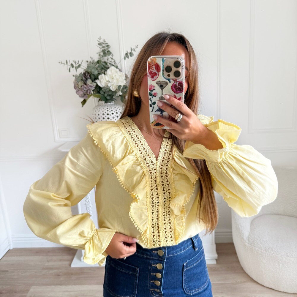 Wholesaler Copperose - Flanty blouse with openwork floral lace strips