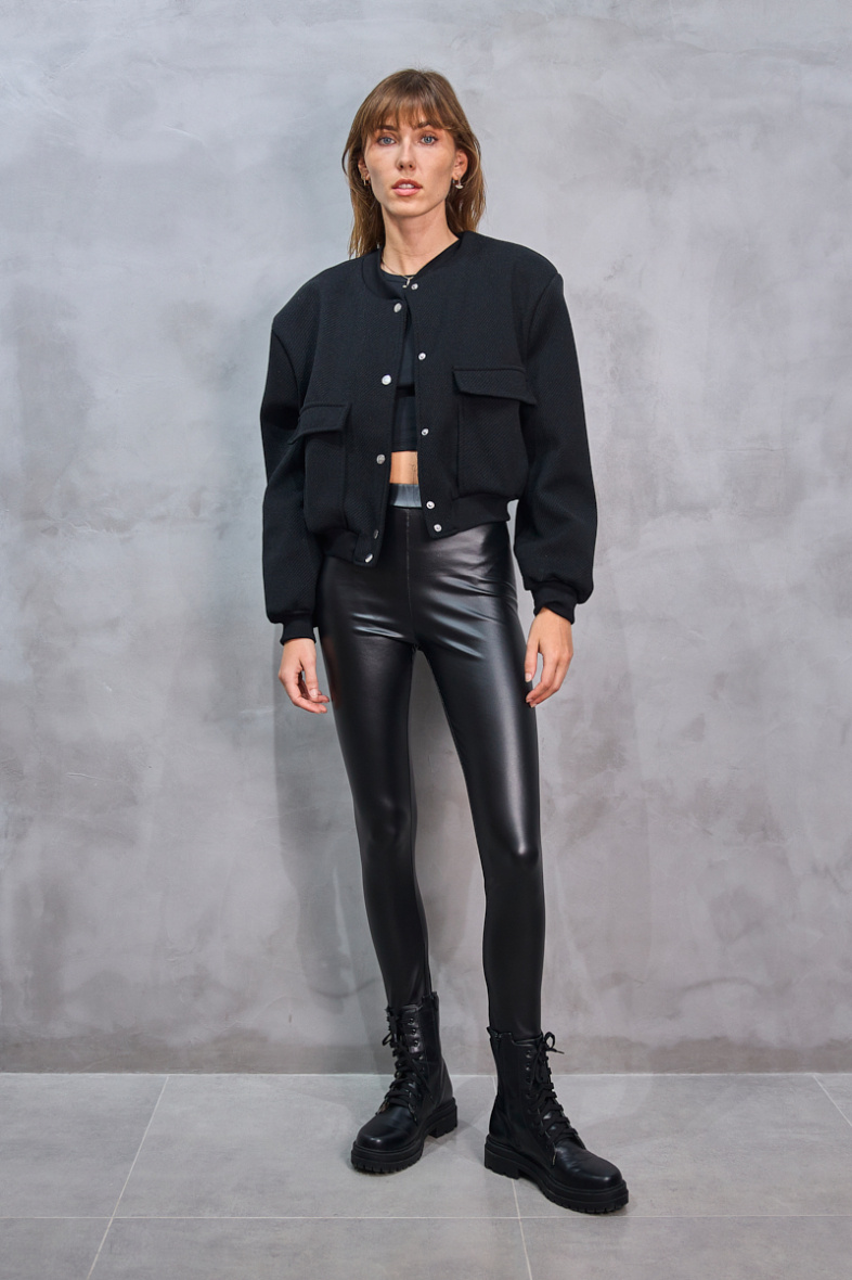 oversized short bomber jacket with shoulder pads Copperose