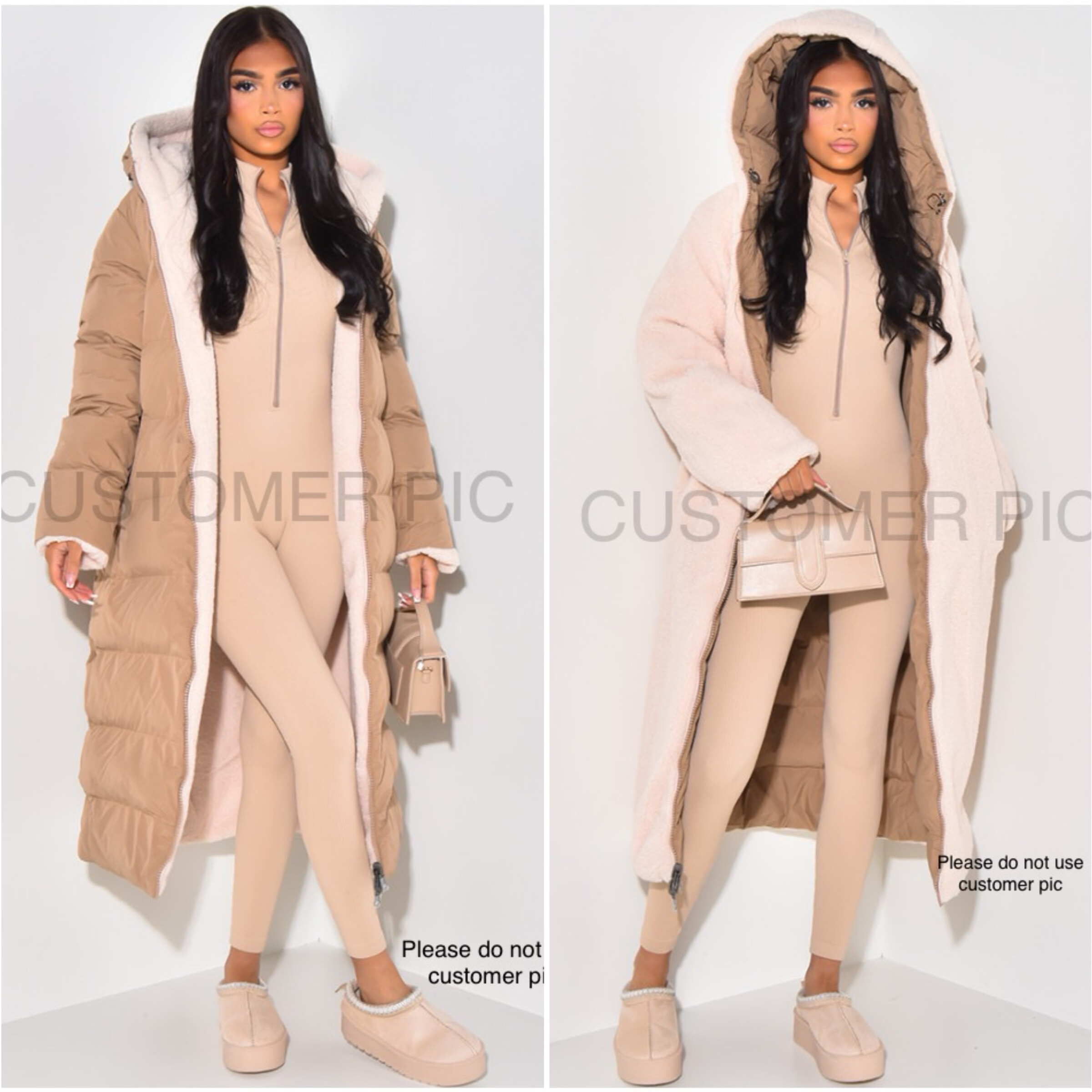 Grossiste Copperose - Doudoune longue réversible