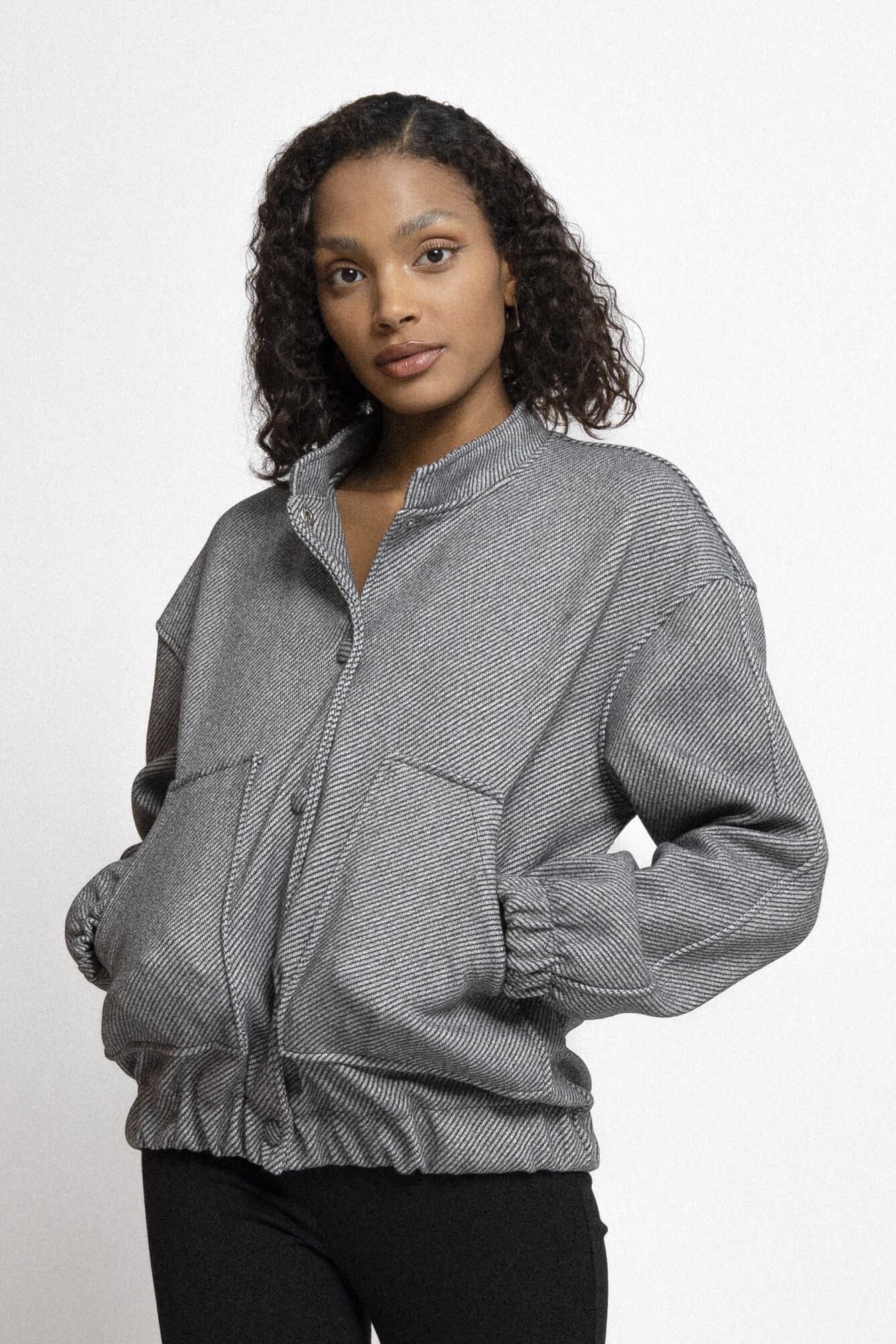 Wholesaler Copperose - Loose striped bomber jacket