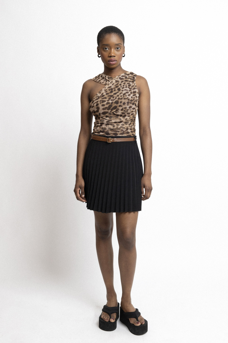 Grossista Copperose - Body in tulle asimmetricamente drappeggiato