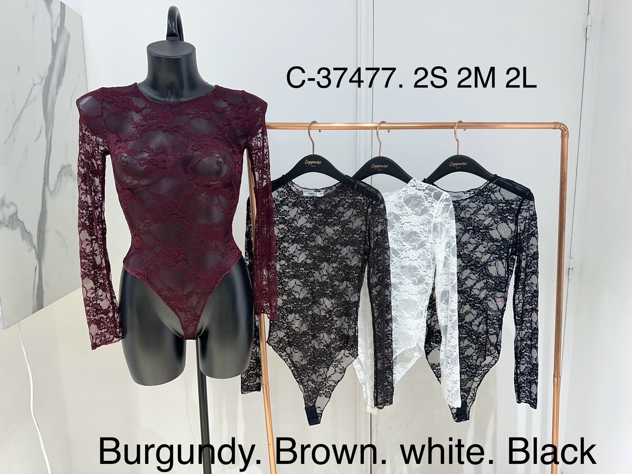 Grossista Copperose - Corpo in pizzo con effetto trasparente