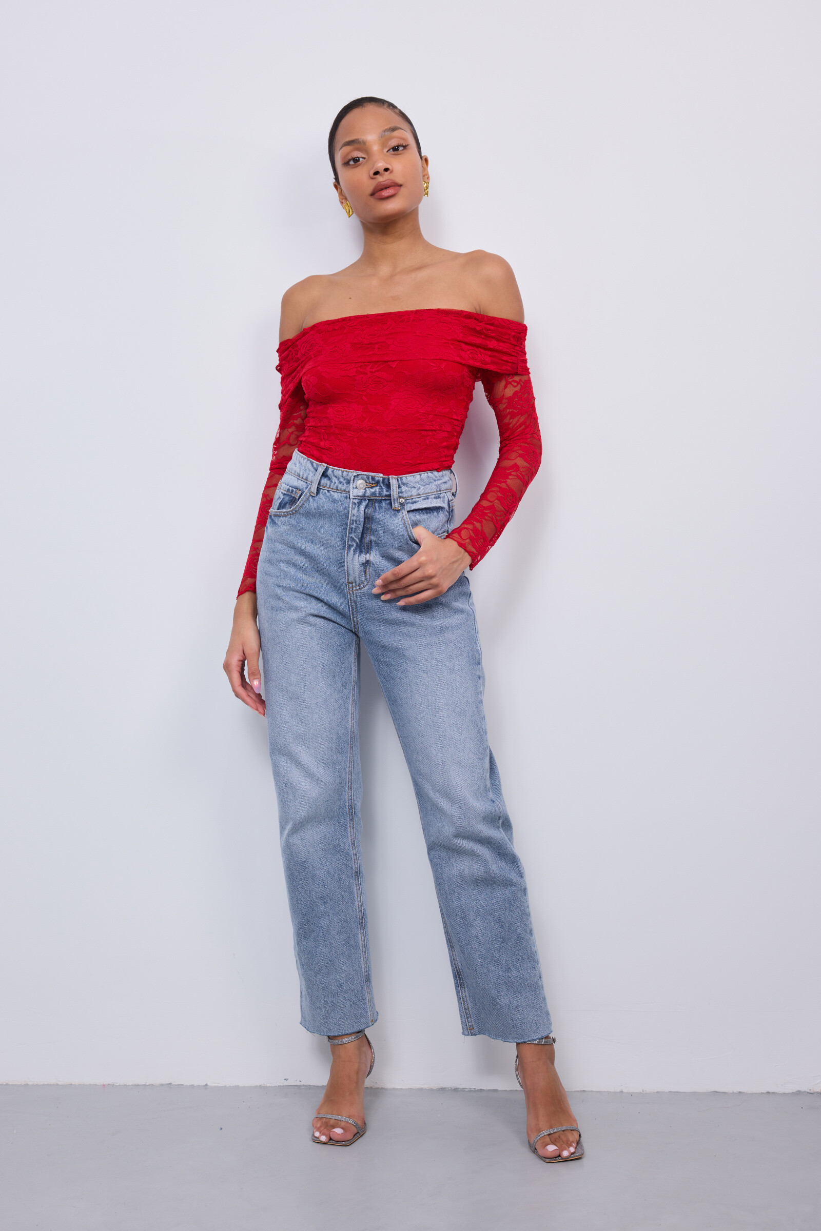 Wholesaler Copperose - Bardot-neck lace bodysuit