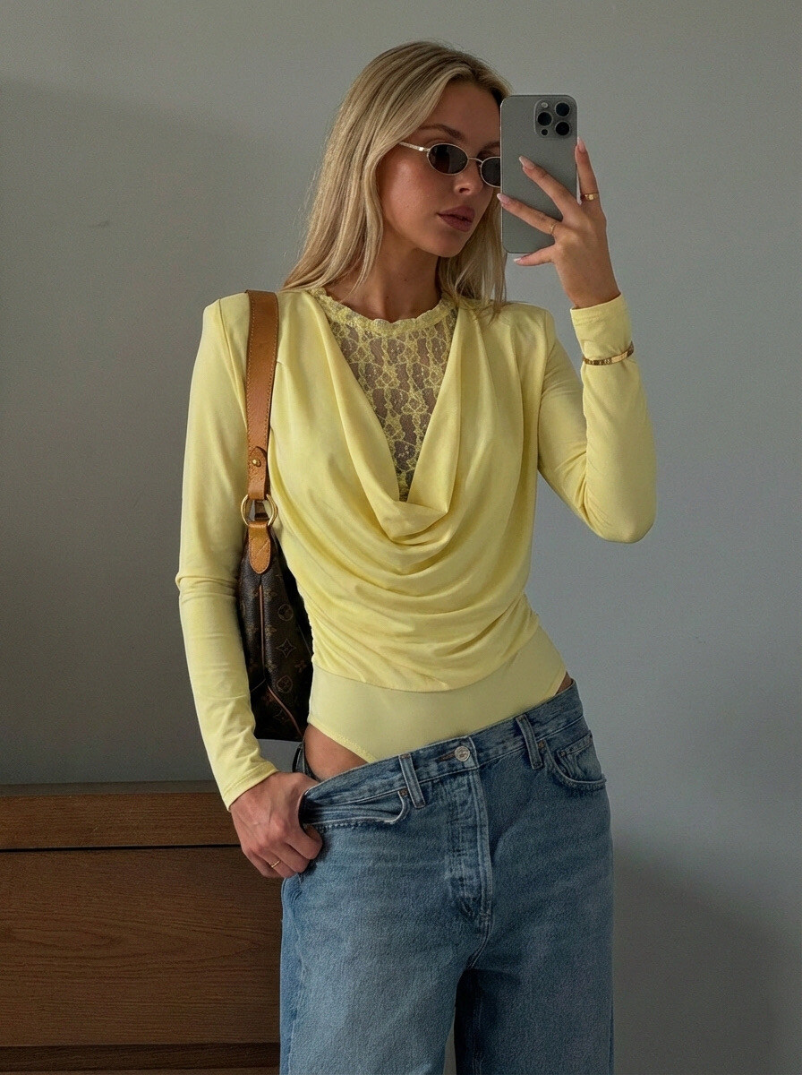 Grossiste Copperose - BODY DRAPÉ À COL BÉNITIER ET DENTELLE
