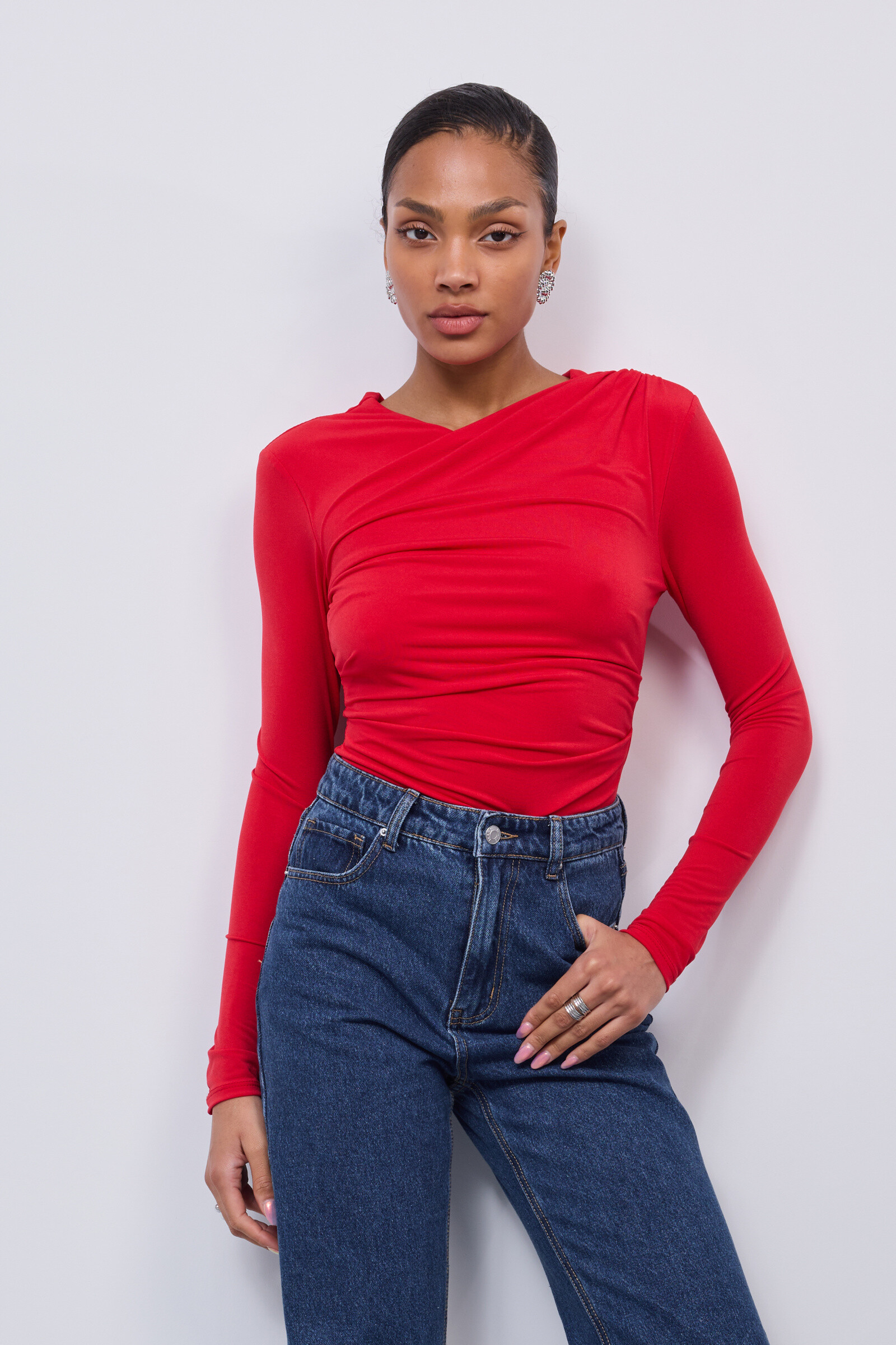 Großhändler Copperose - Überkreuzte V -Neck -Körper
