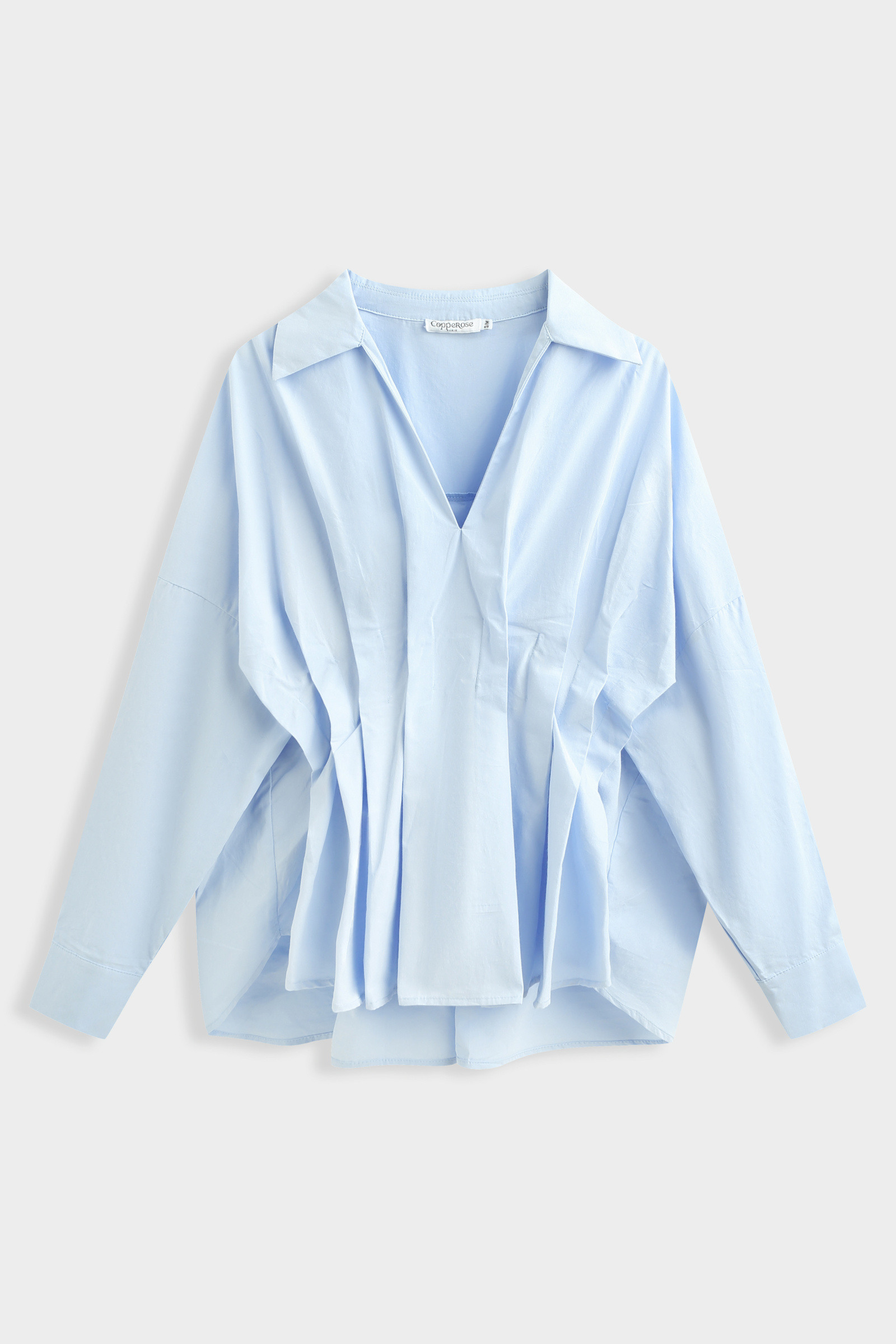 Grossiste Copperose - CHEMISE EN COTON À PLIS ET MANCHES CHAUVE-SOURIS