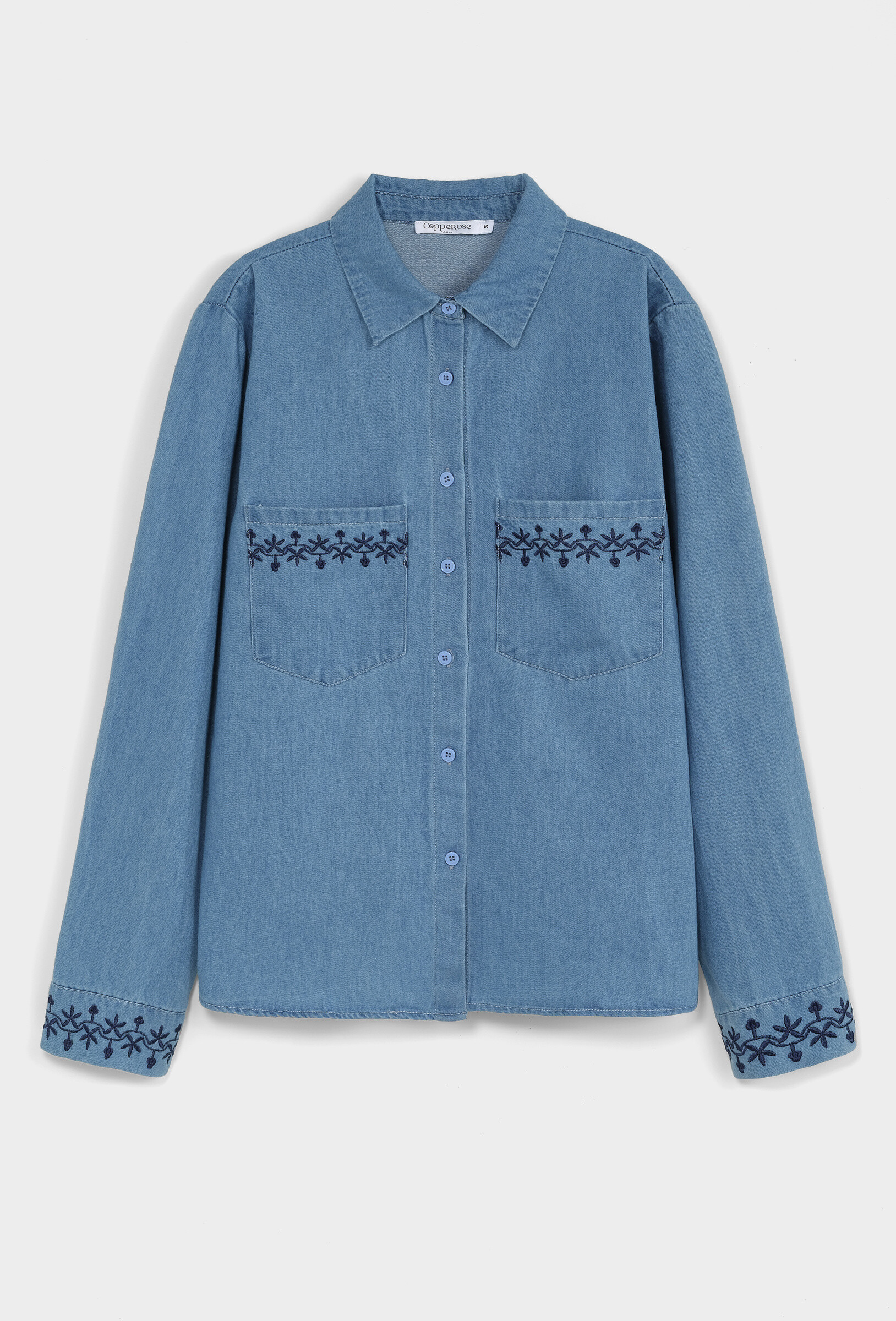 Grossista Copperose - Camicetta di jeans con ricamo