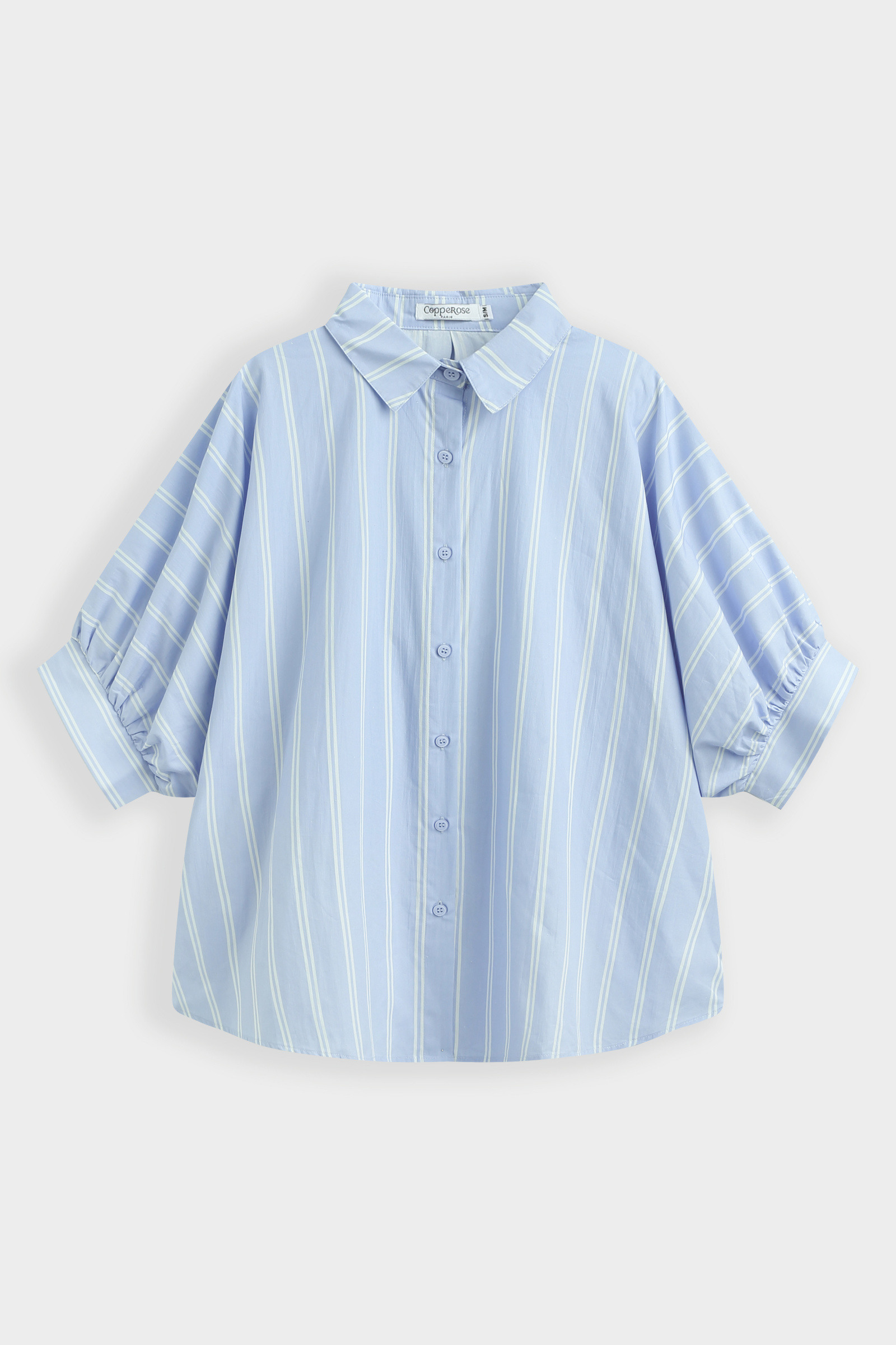 Grossiste Copperose - CHEMISE OVERSIZE À RAYURES ET MANCHES BOUFFANTES