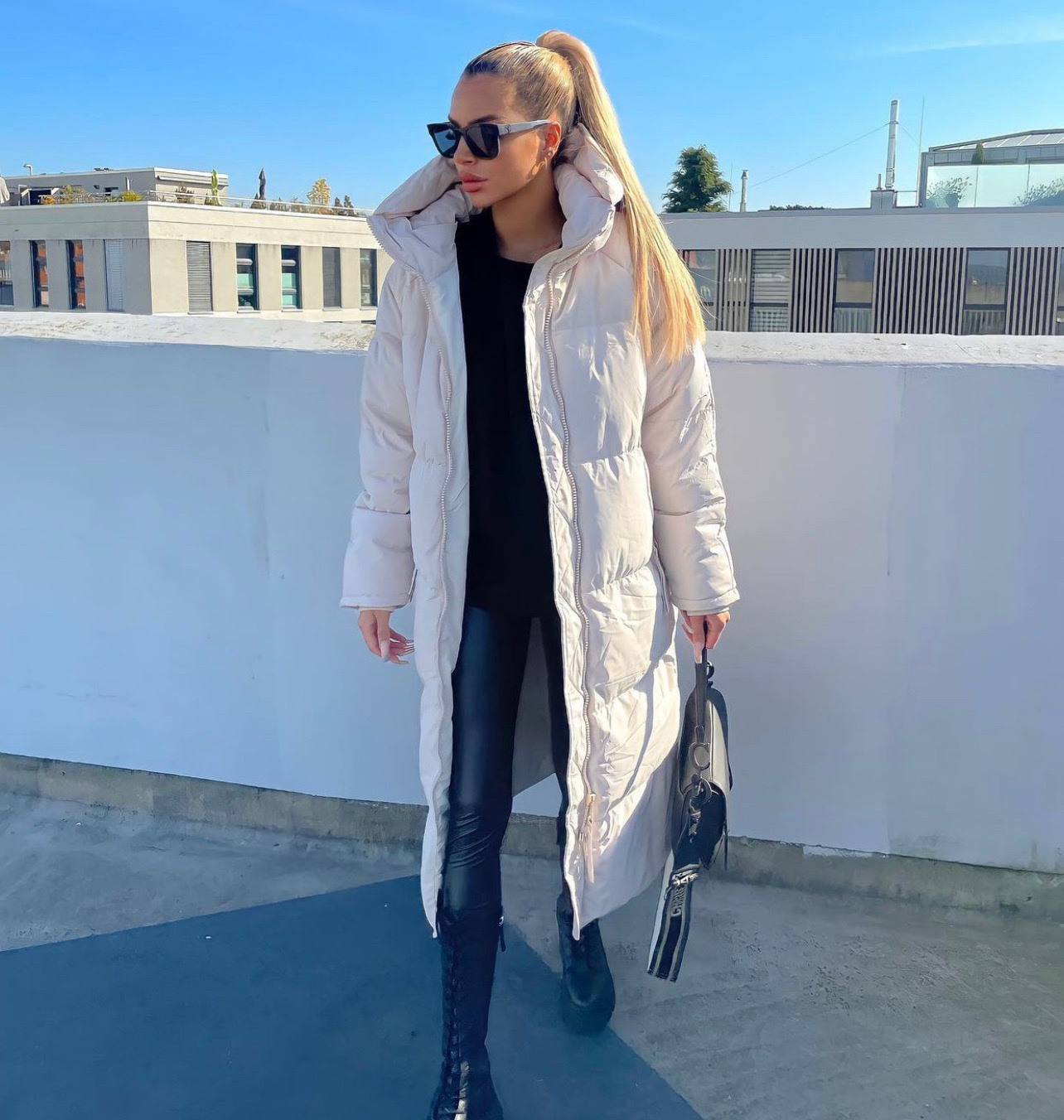 Mayorista Copperose - Chaqueta larga acolchada con capucha y cremalleras laterales