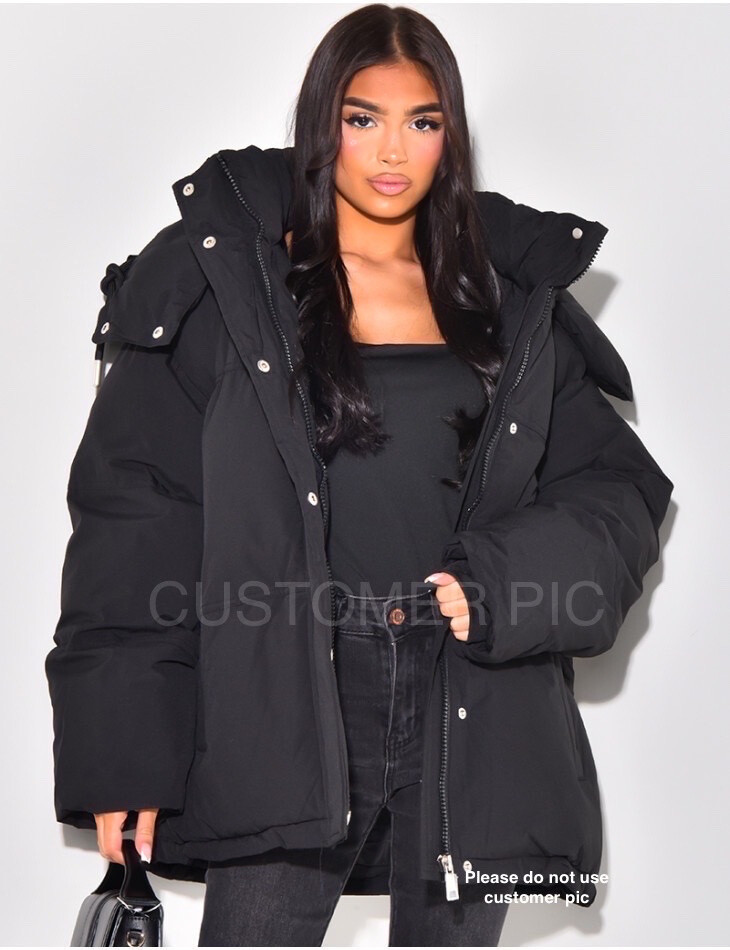 Grossista Copperose - Piumino corto oversize con cappuccio