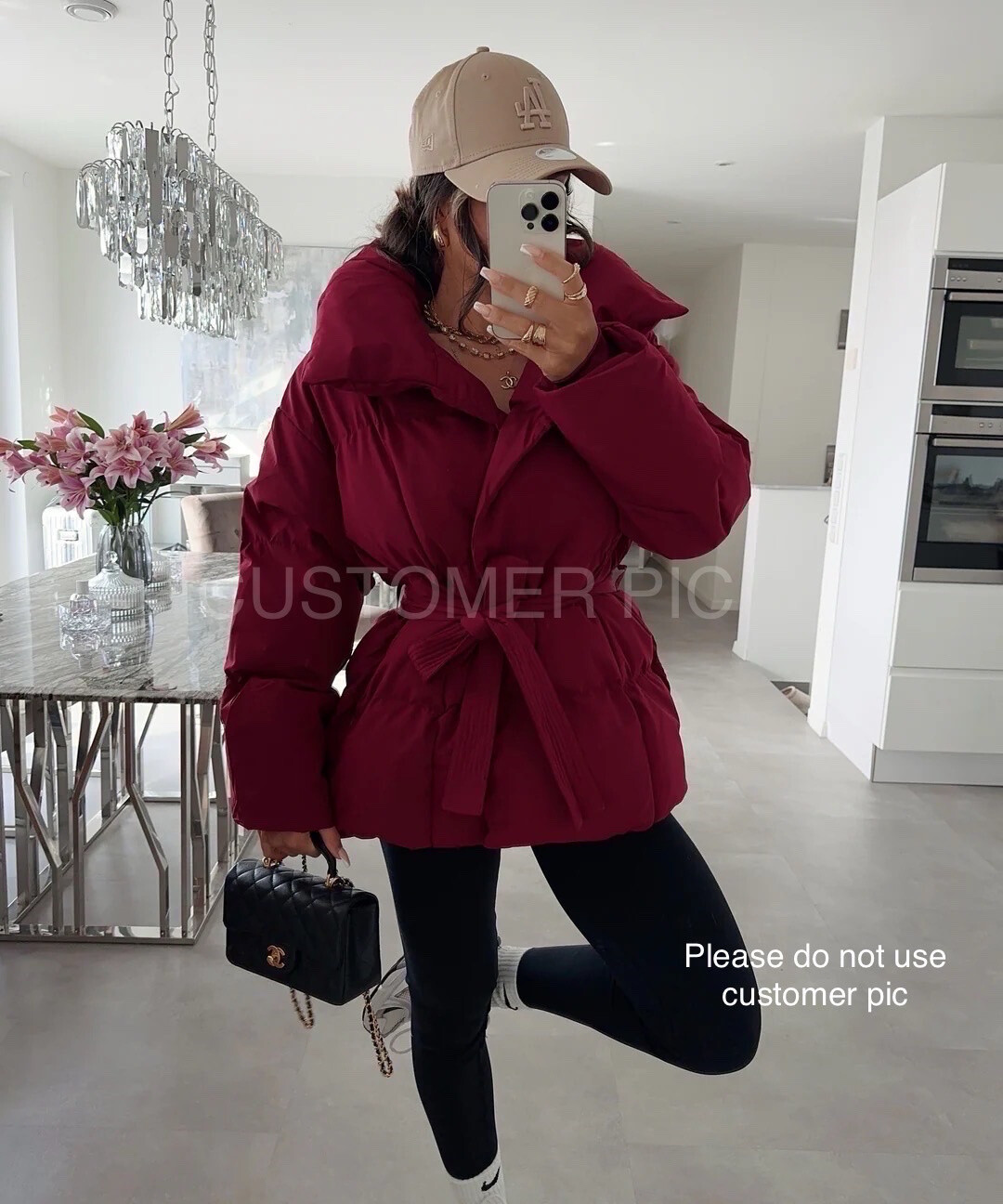 Grossiste Copperose - doudoune matelassée col revers ceinturée