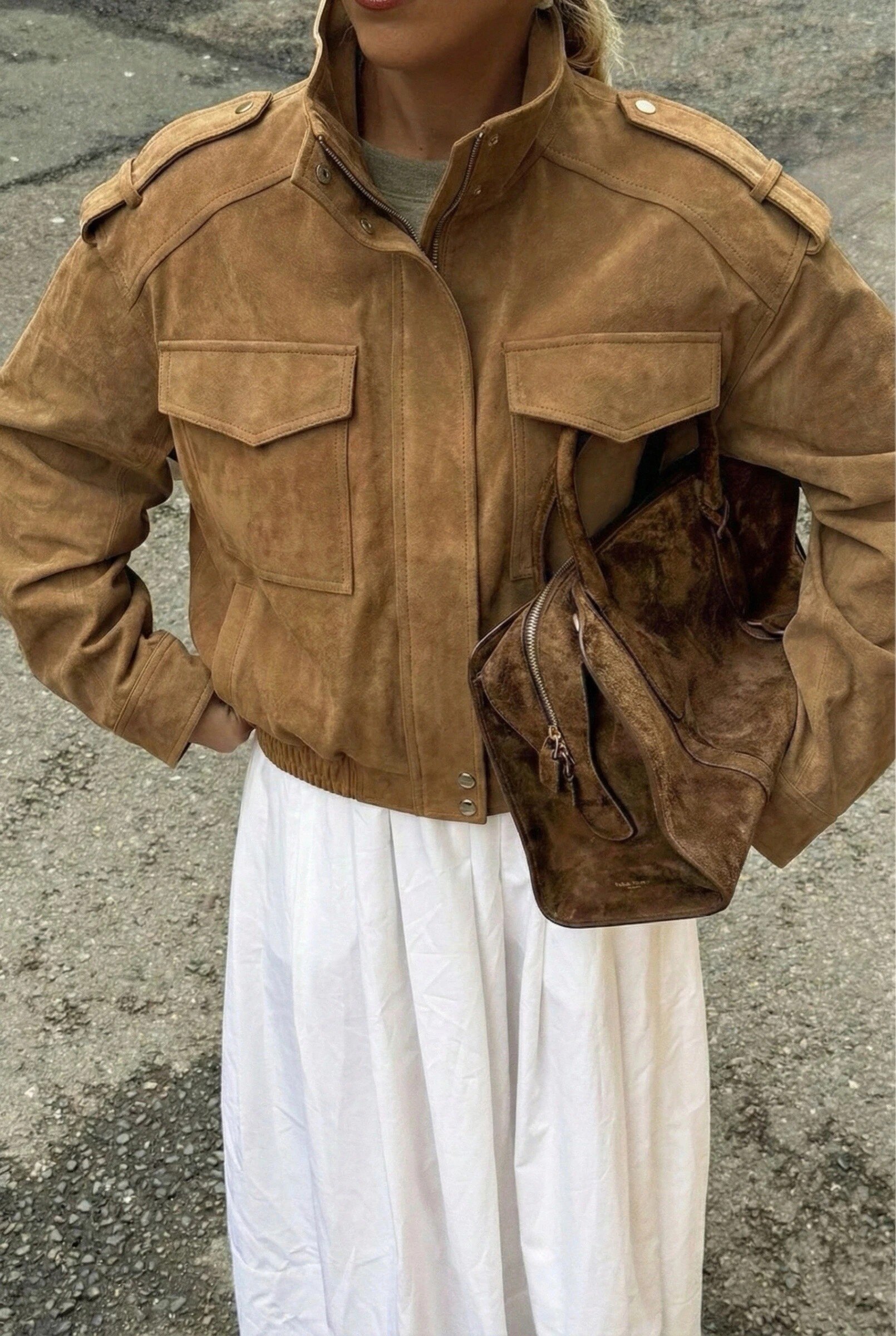 Grossiste Copperose - VESTE EN SUÉDINE À COL MONTANT