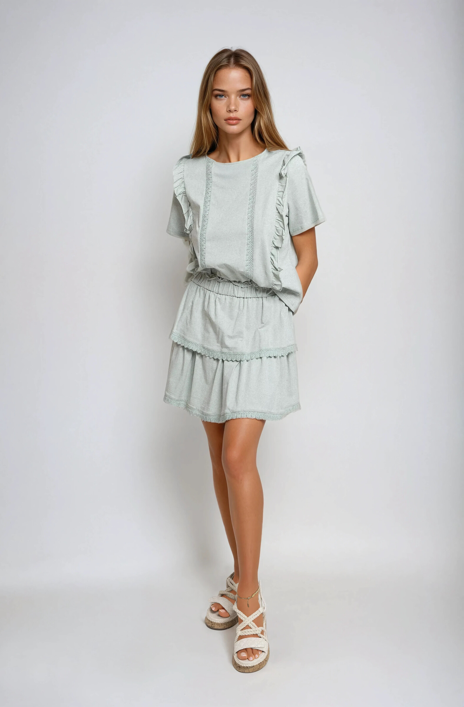 Mayorista Copperose - Conjunto top y falda volantes