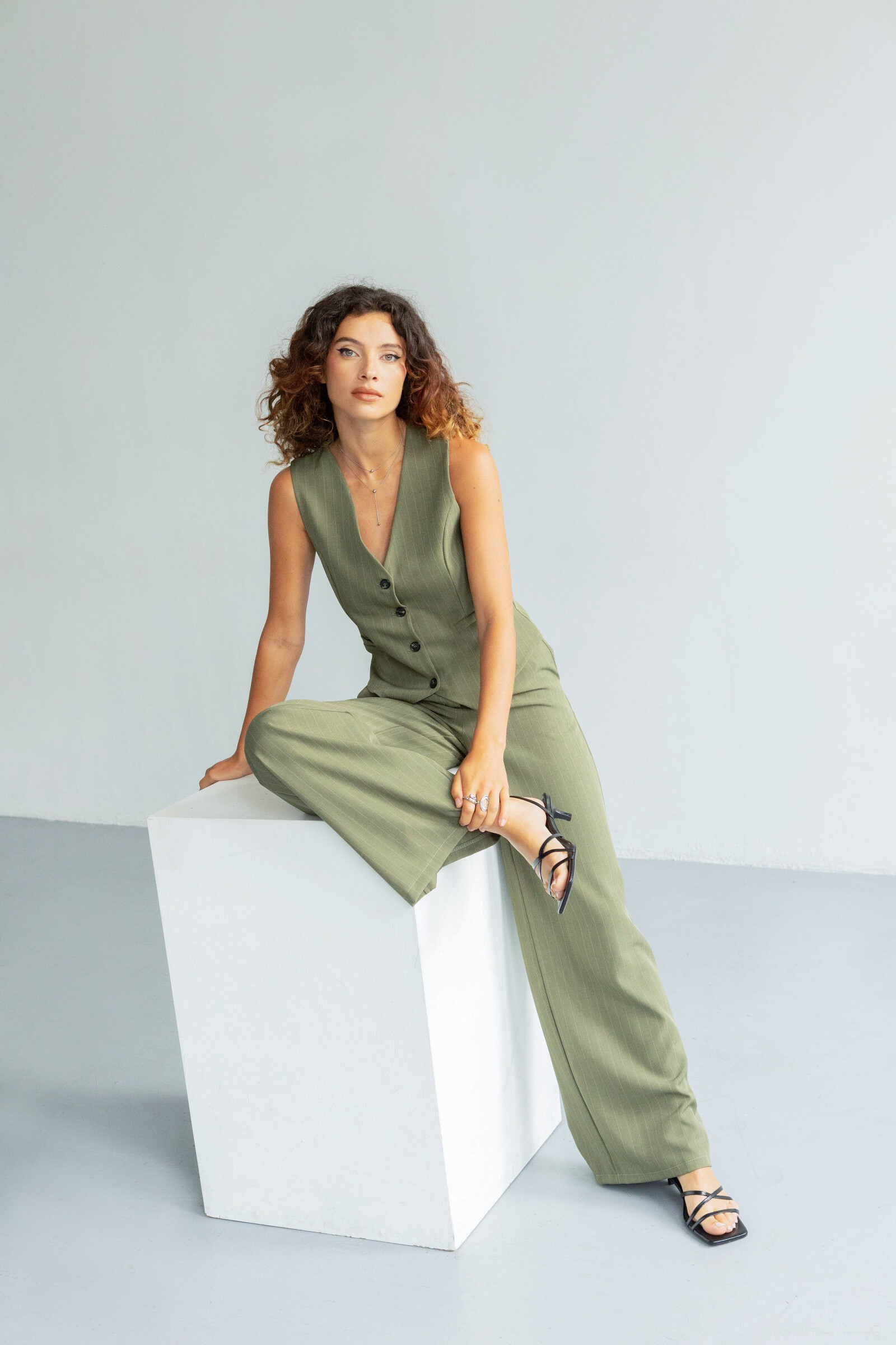 Mayorista Copperose - Conjunto minimalista de chaleco y pantalón de rayas