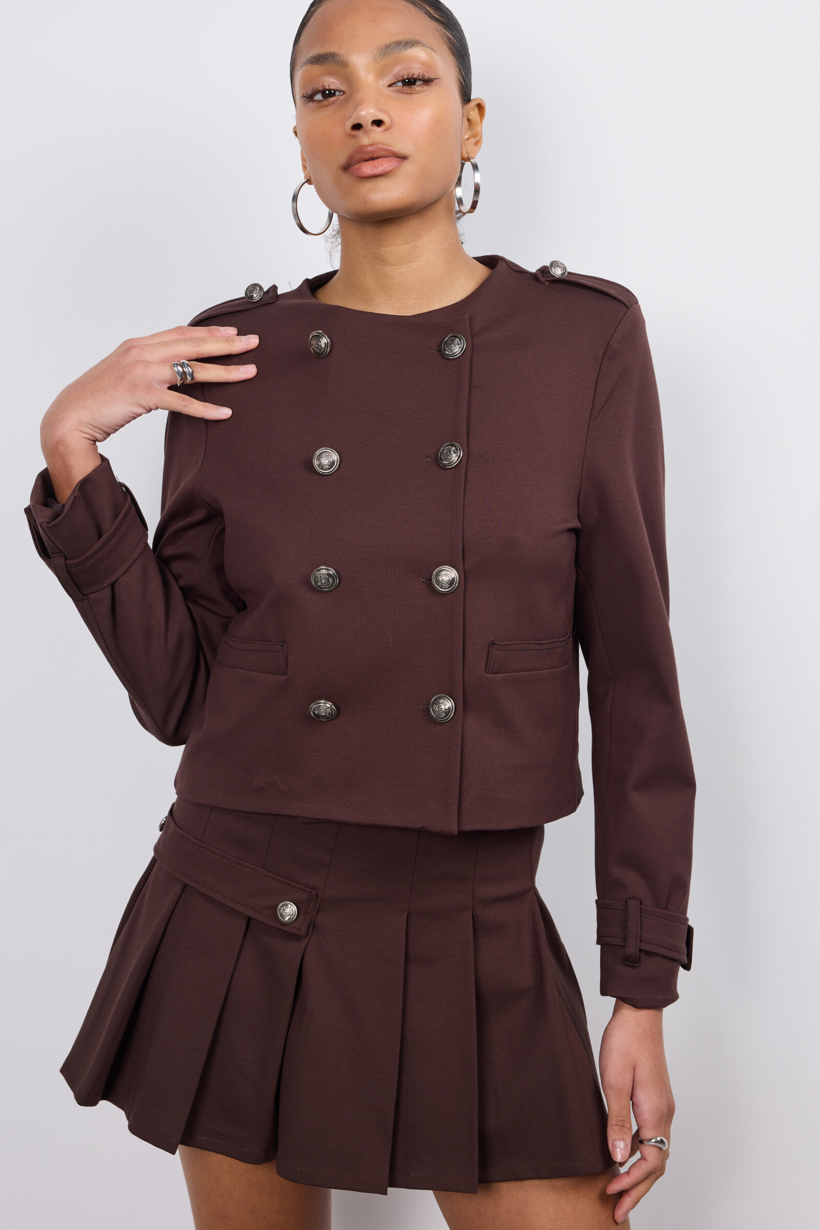Mayorista Copperose - Set de chaqueta corta y falda plisada