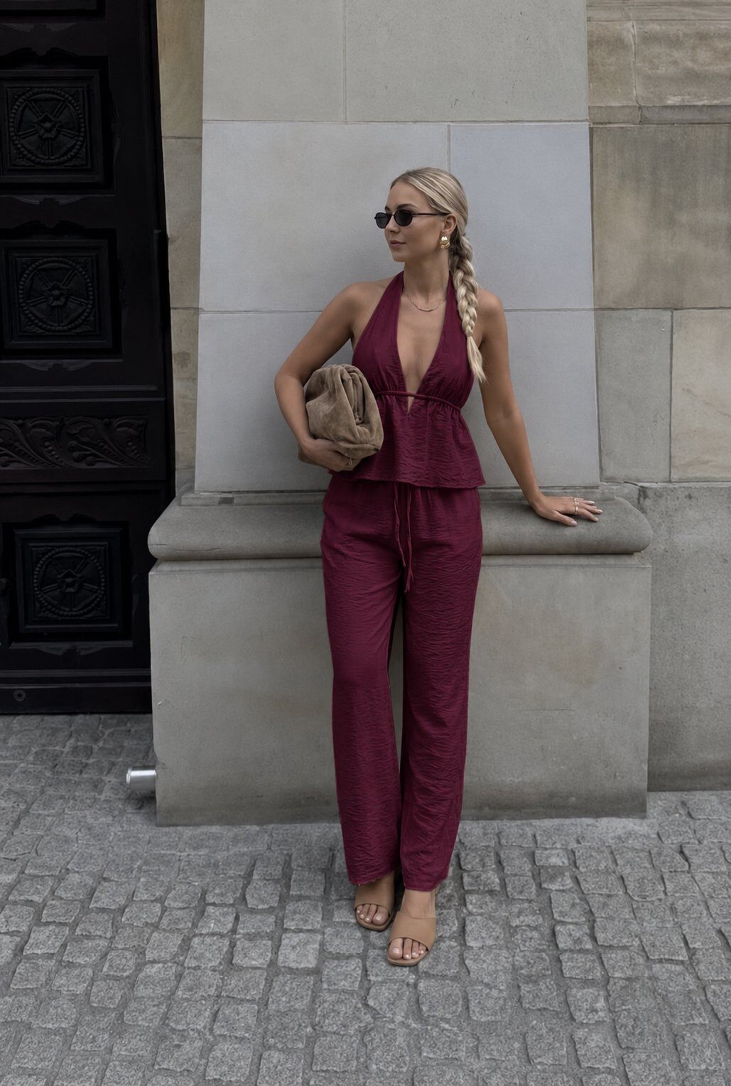 Mayorista Copperose - Conjunto de top halter y pantalón de pierna ancha
