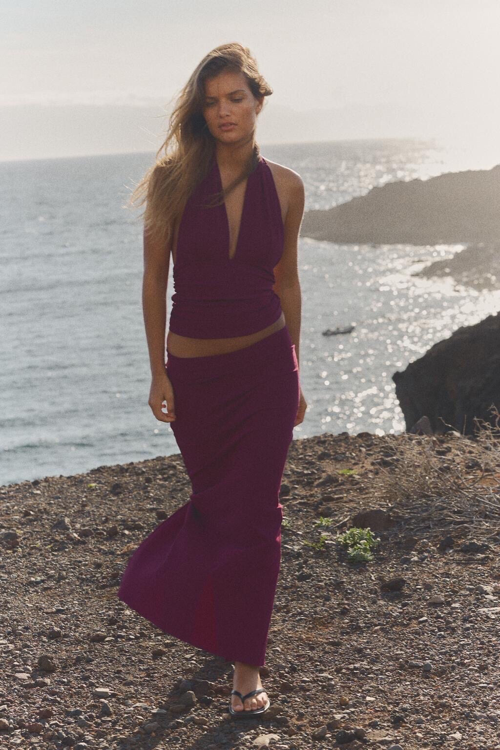 Mayorista Copperose - Top Halter Set y larga falda de punto elástica
