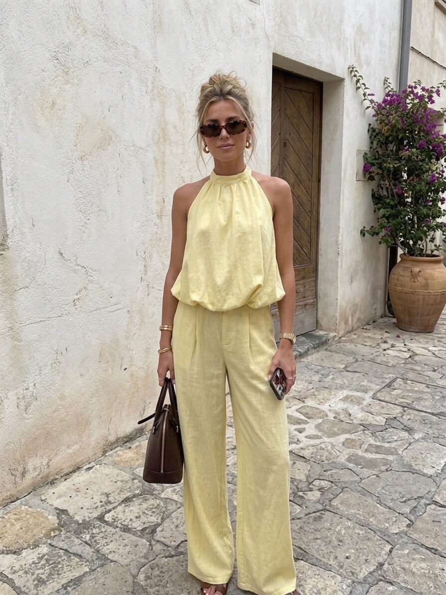 Grossiste Copperose - ENSEMBLE DEUX PIÈCES AVEC TOP DOS NU ET PANTALON LARGE