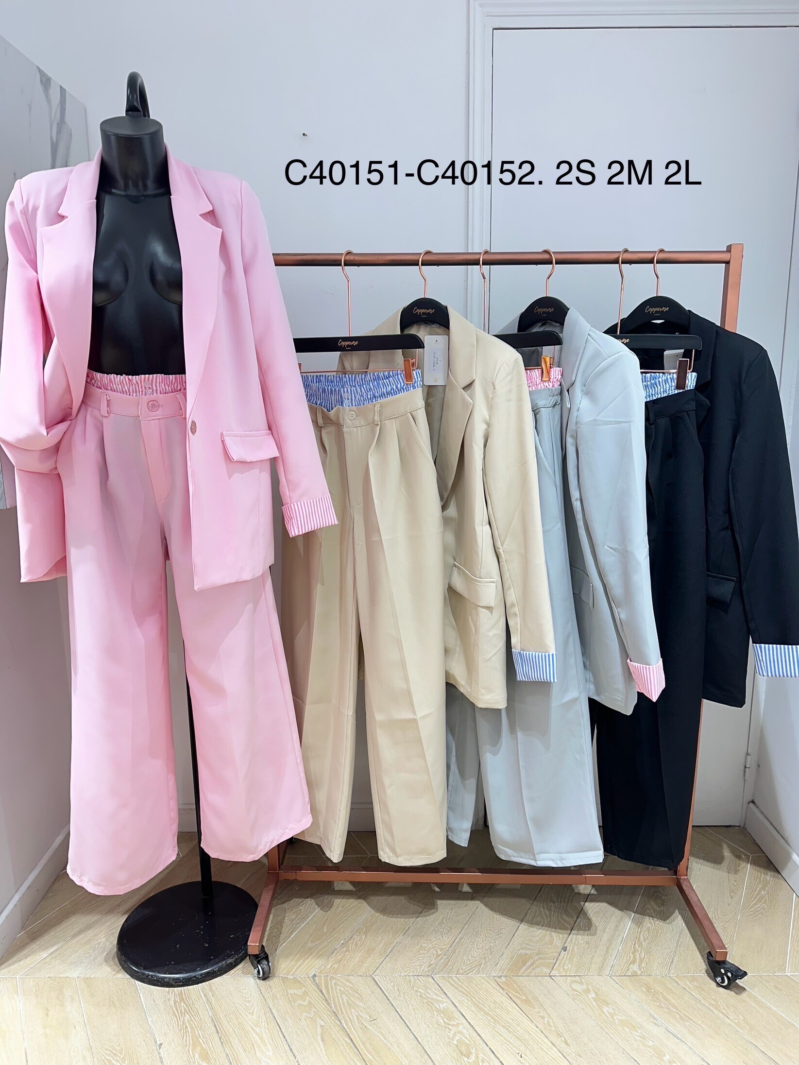 Grossiste Copperose - Ensemble blazer pantalon détails rayés