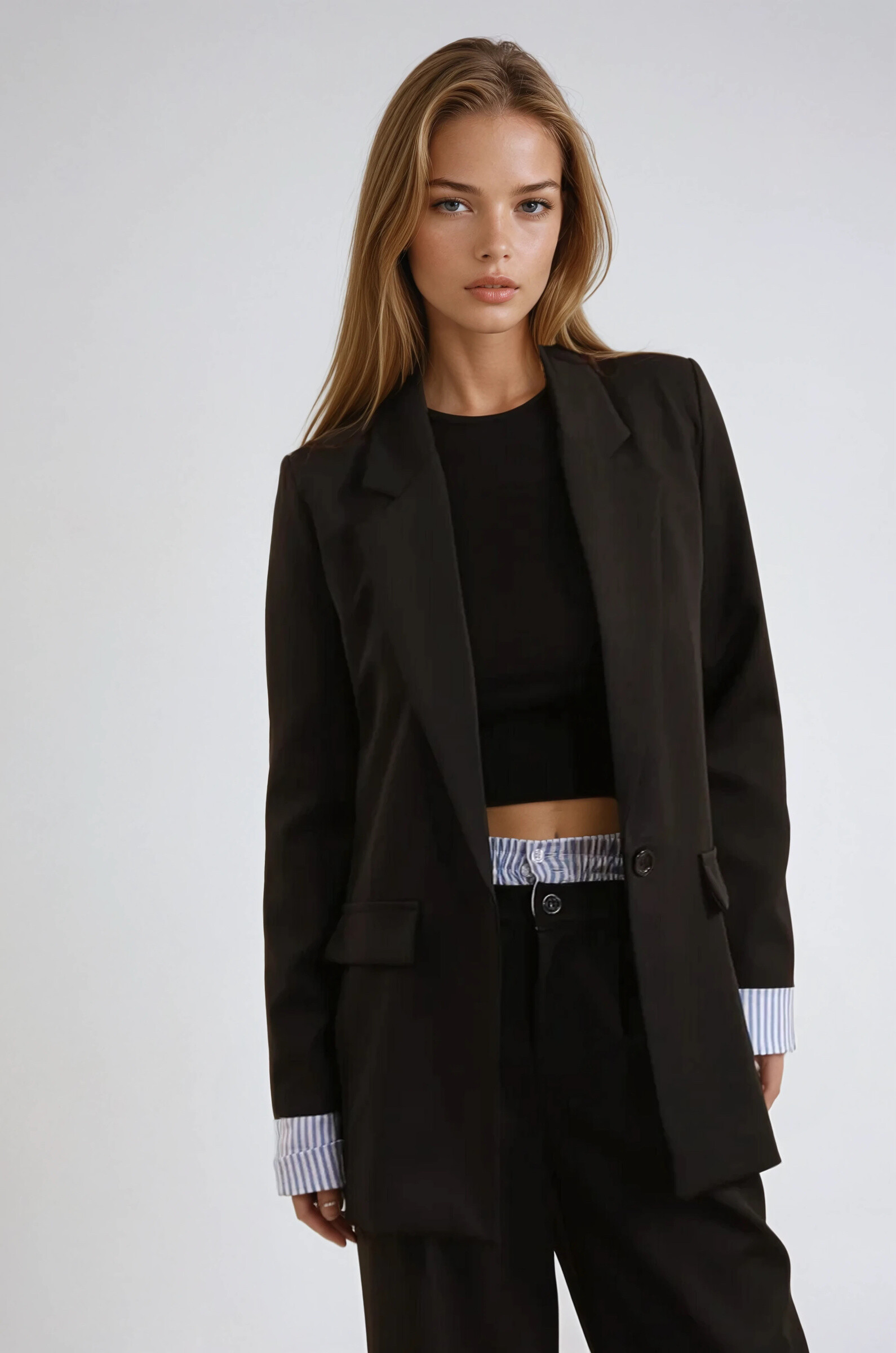 Mayorista Copperose - Blazer Pants Set Detalles a rayas