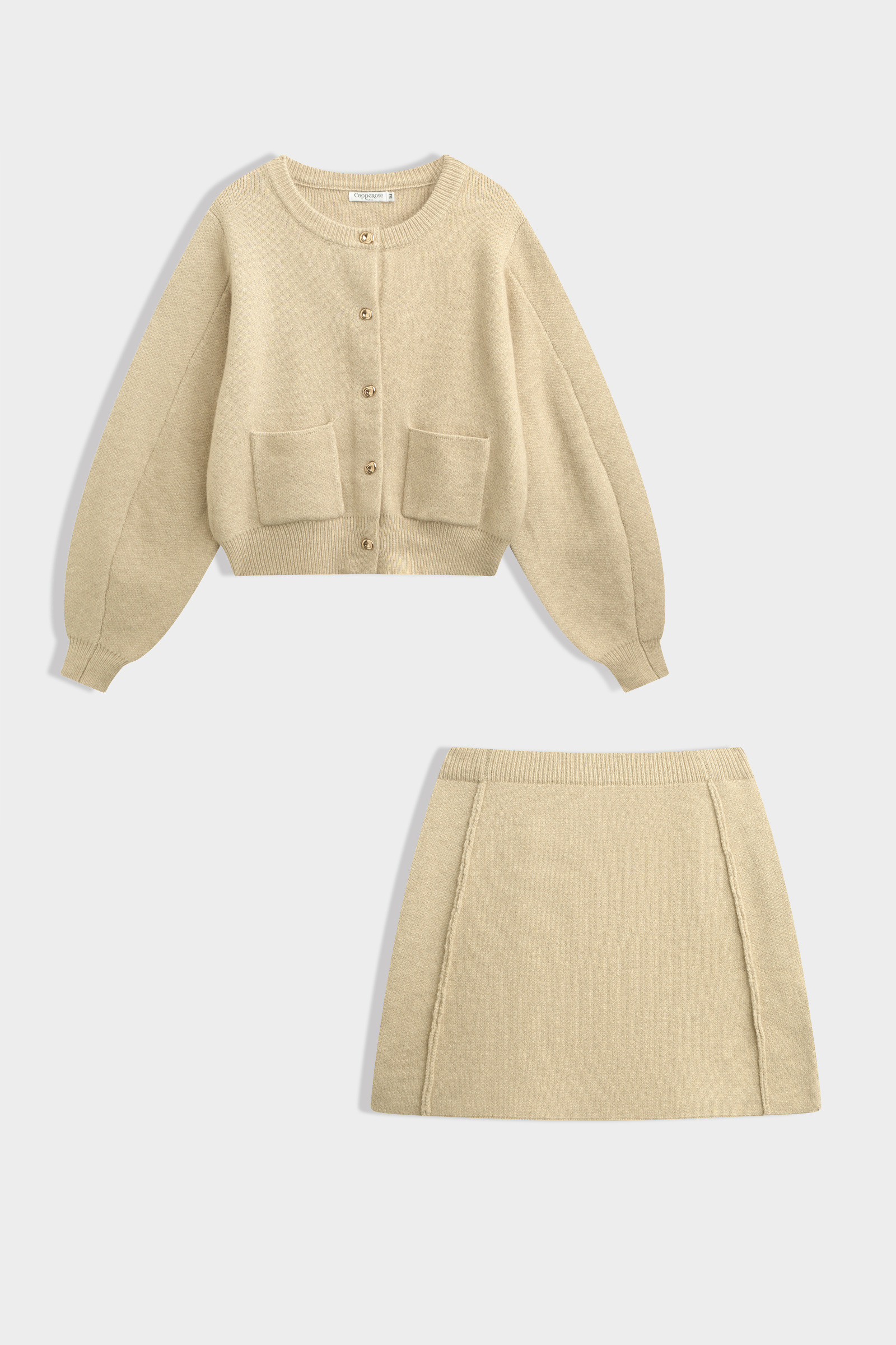 Grossiste Copperose - ENSEMBLE EN MAILLE BOUTONNÉE AVEC JUPE