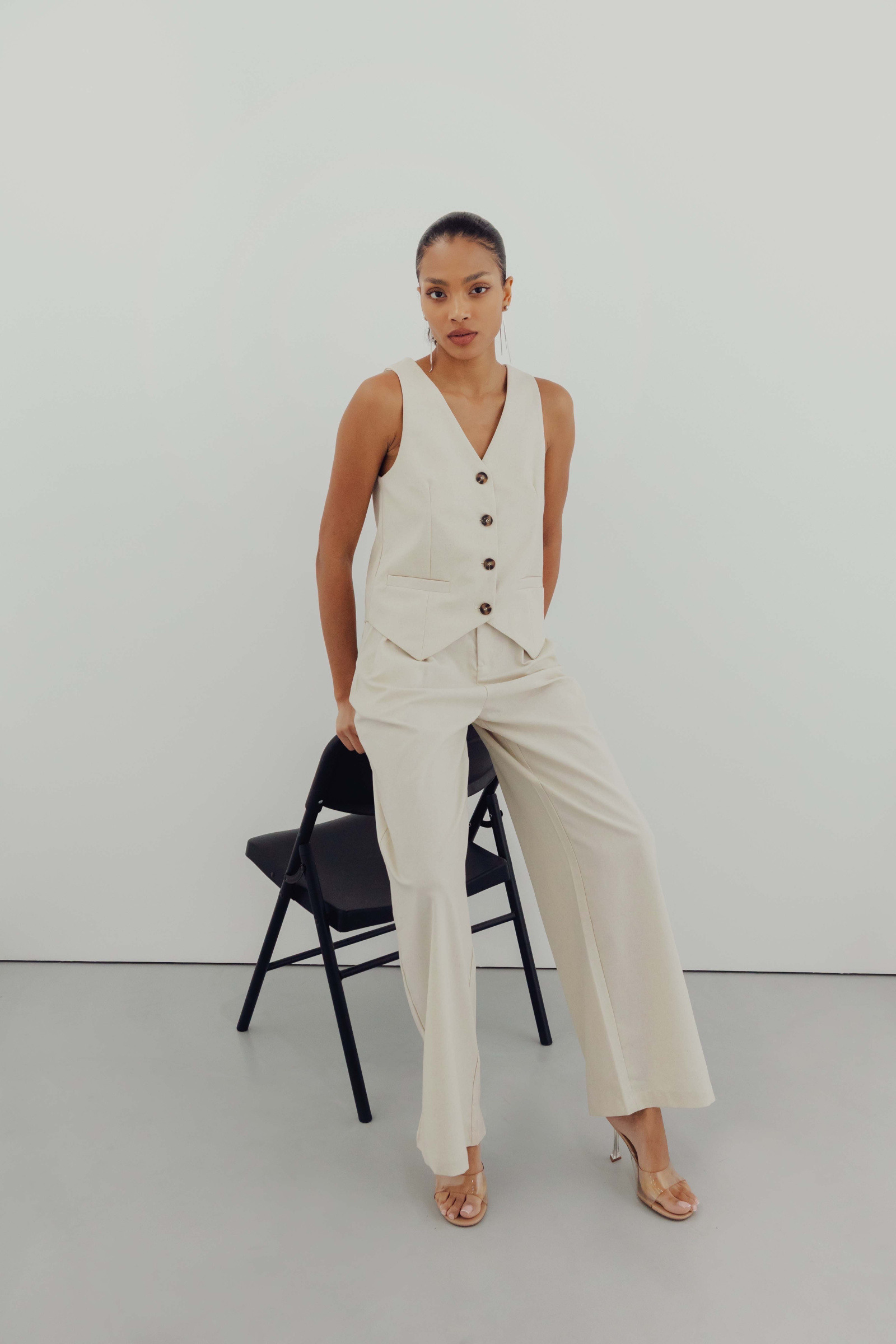 Grossiste Copperose - Ensemble gilet et pantalon taille haute
