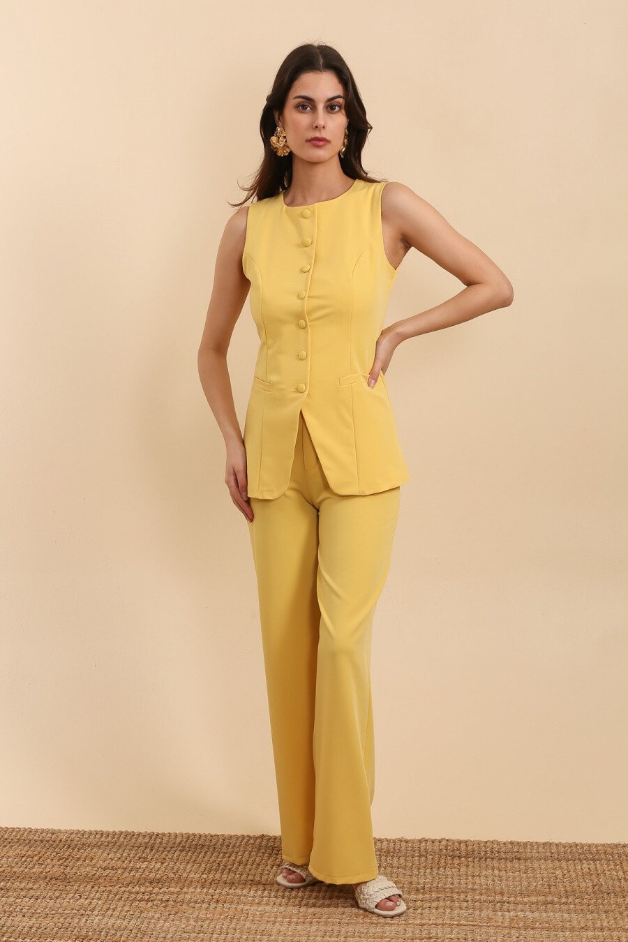 Grossista Copperose - Set di sarto senza maniche con pantaloni dritti
