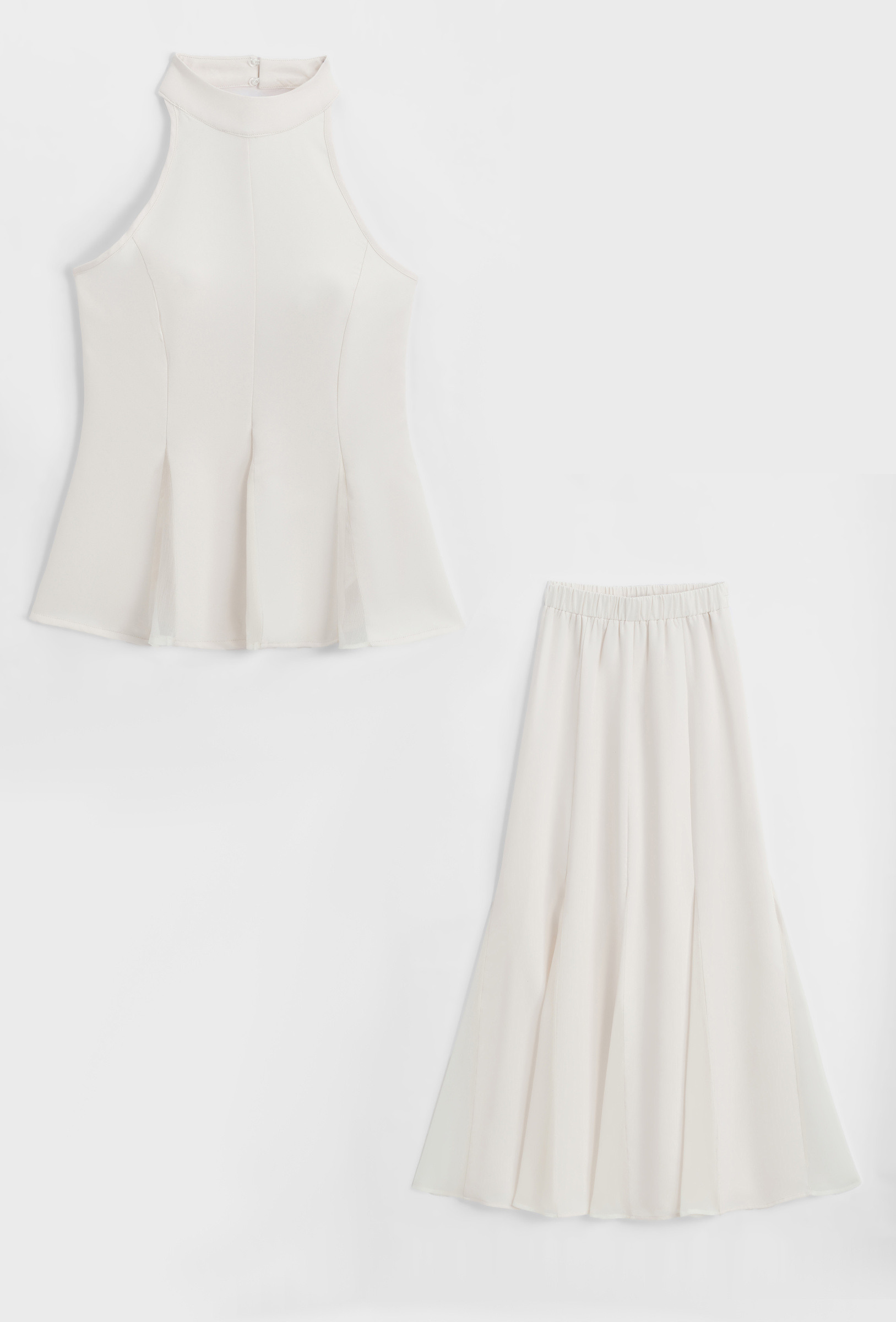 Grossiste Copperose - Ensemble bi matière top péplum et jupe
