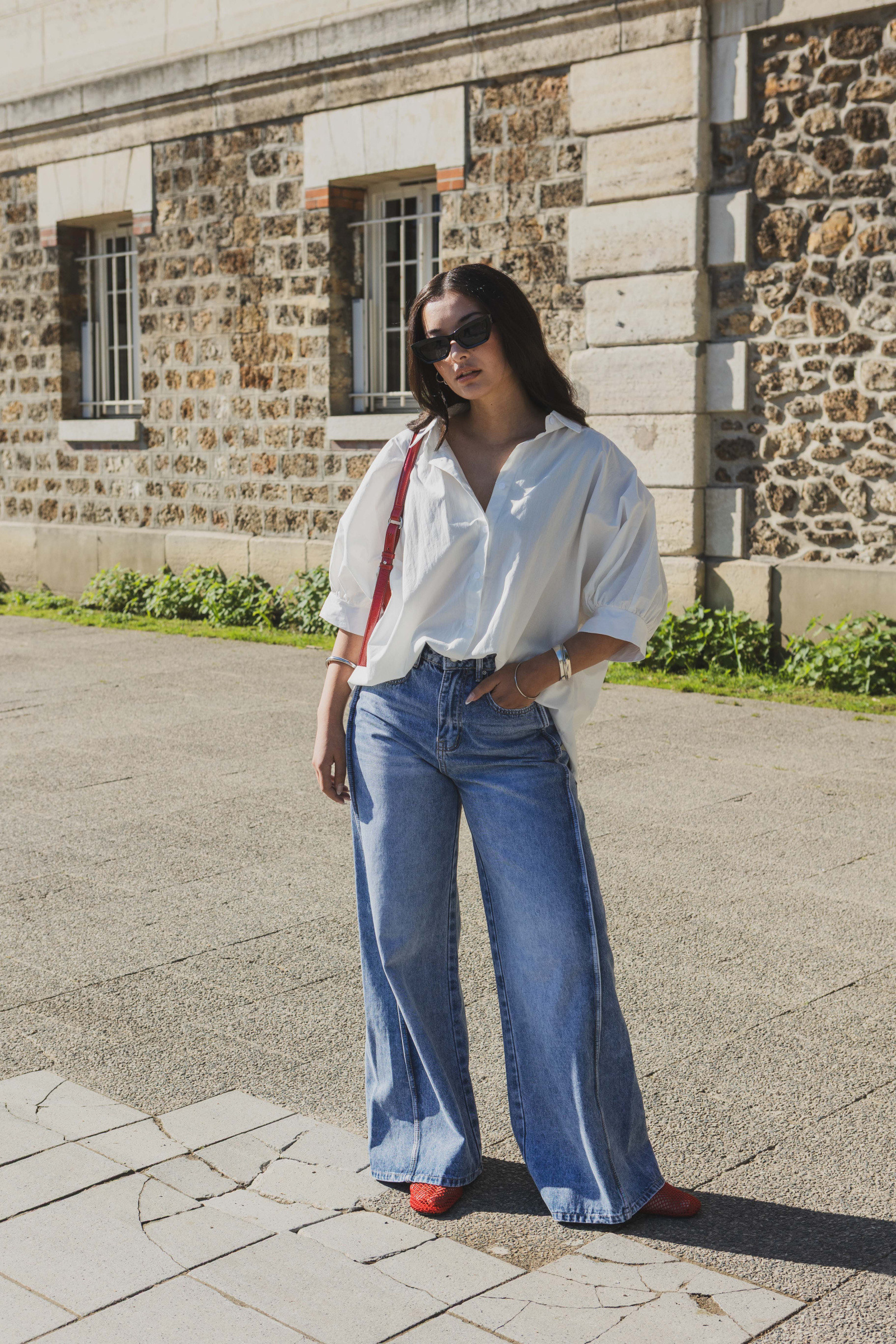 Grossiste Copperose - JEAN LARGE TAILLE HAUTE À NERVURES