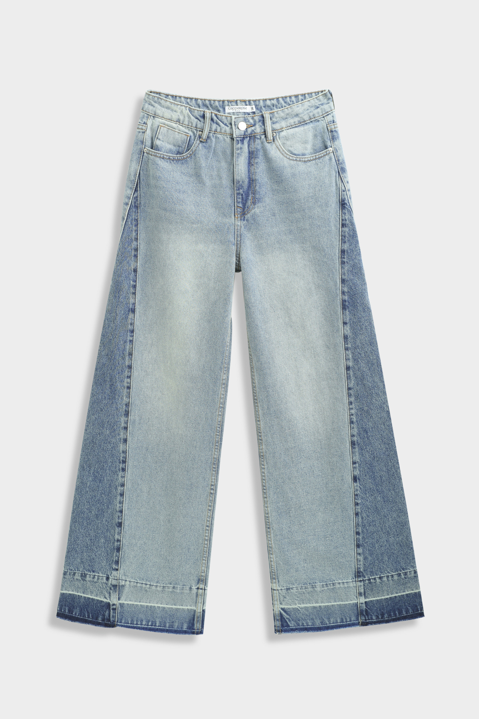 Großhändler Copperose - DENIMHOSE MIT SEITLICHEN PANEELNÄHTEN UND VERLAUFENDER FARBE