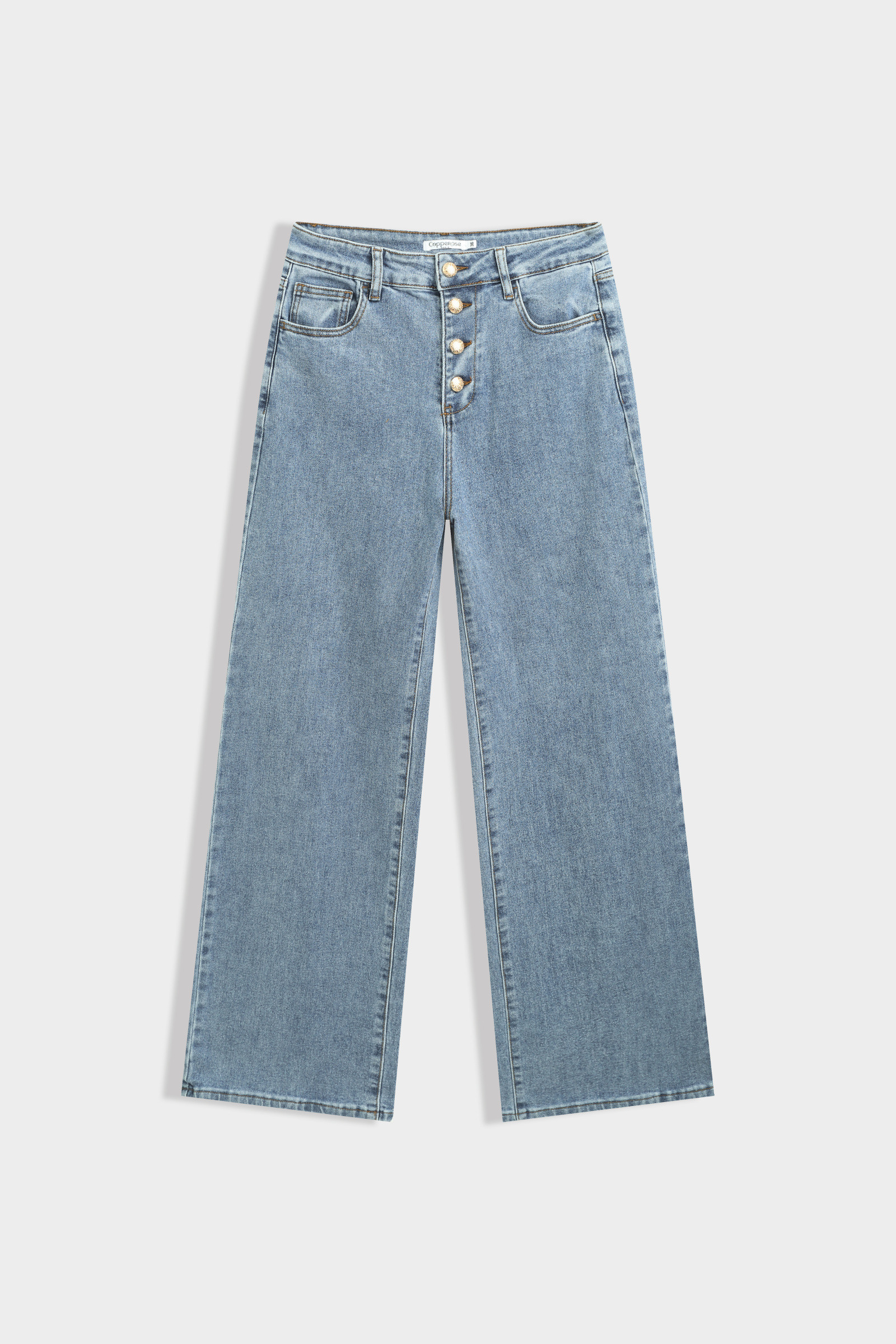 Mayorista Copperose - Jeans anchos de talle alto con botones metálicos
