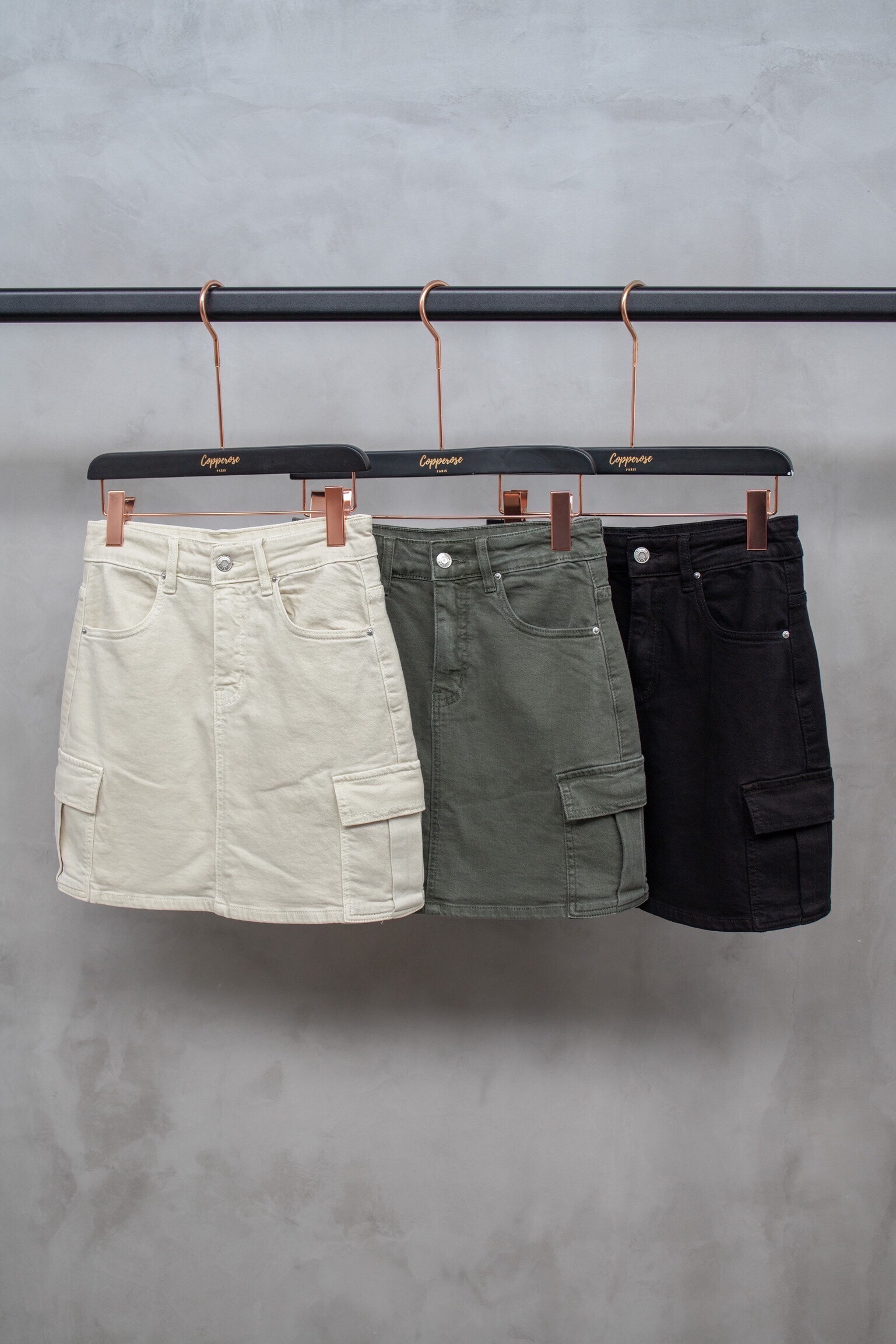 Großhändler Copperose - Kurzer Jeans-Cargorock