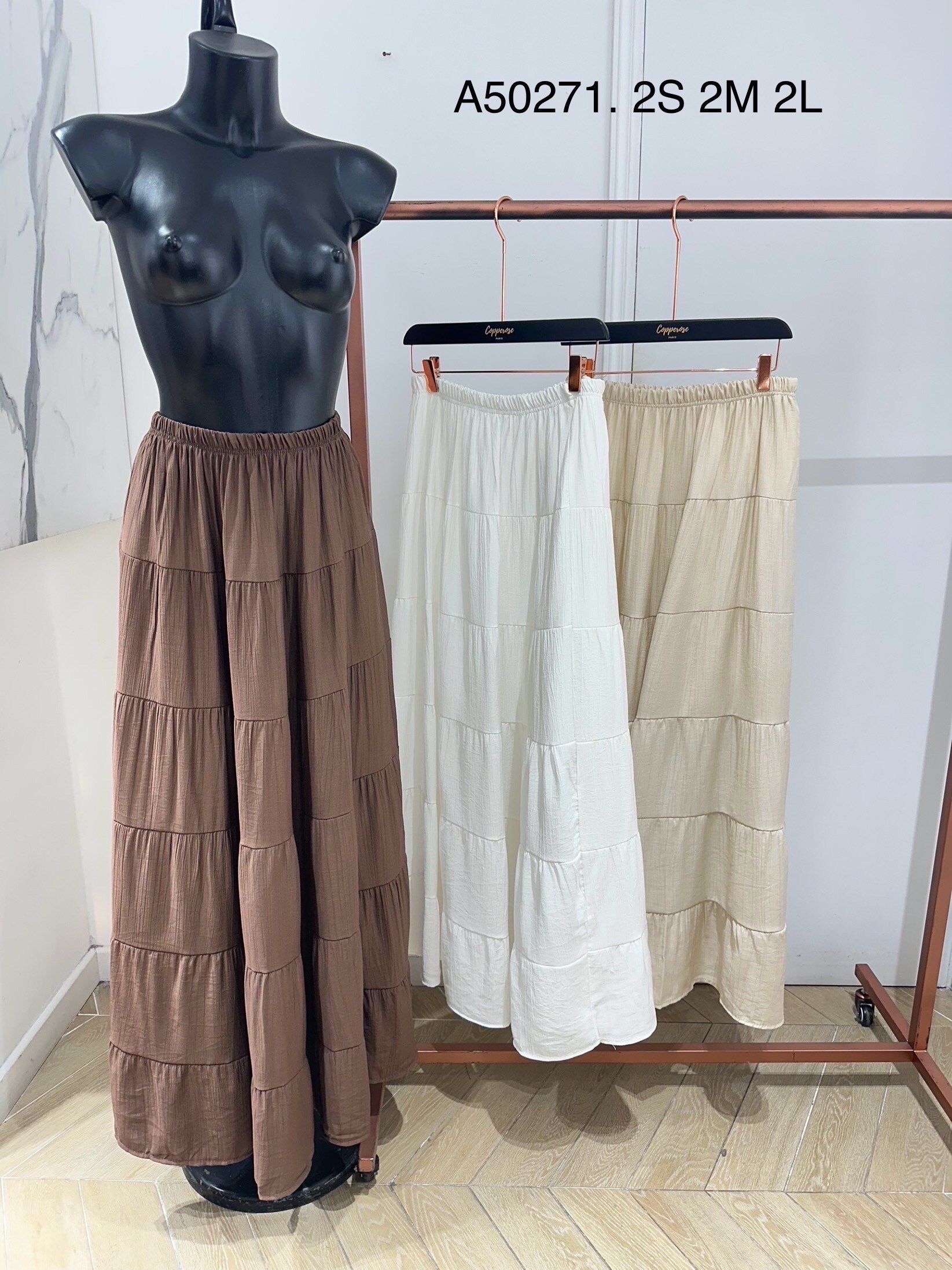 Mayorista Copperose - FALDA LARGA ACAMPANADA CON VOLANTES
