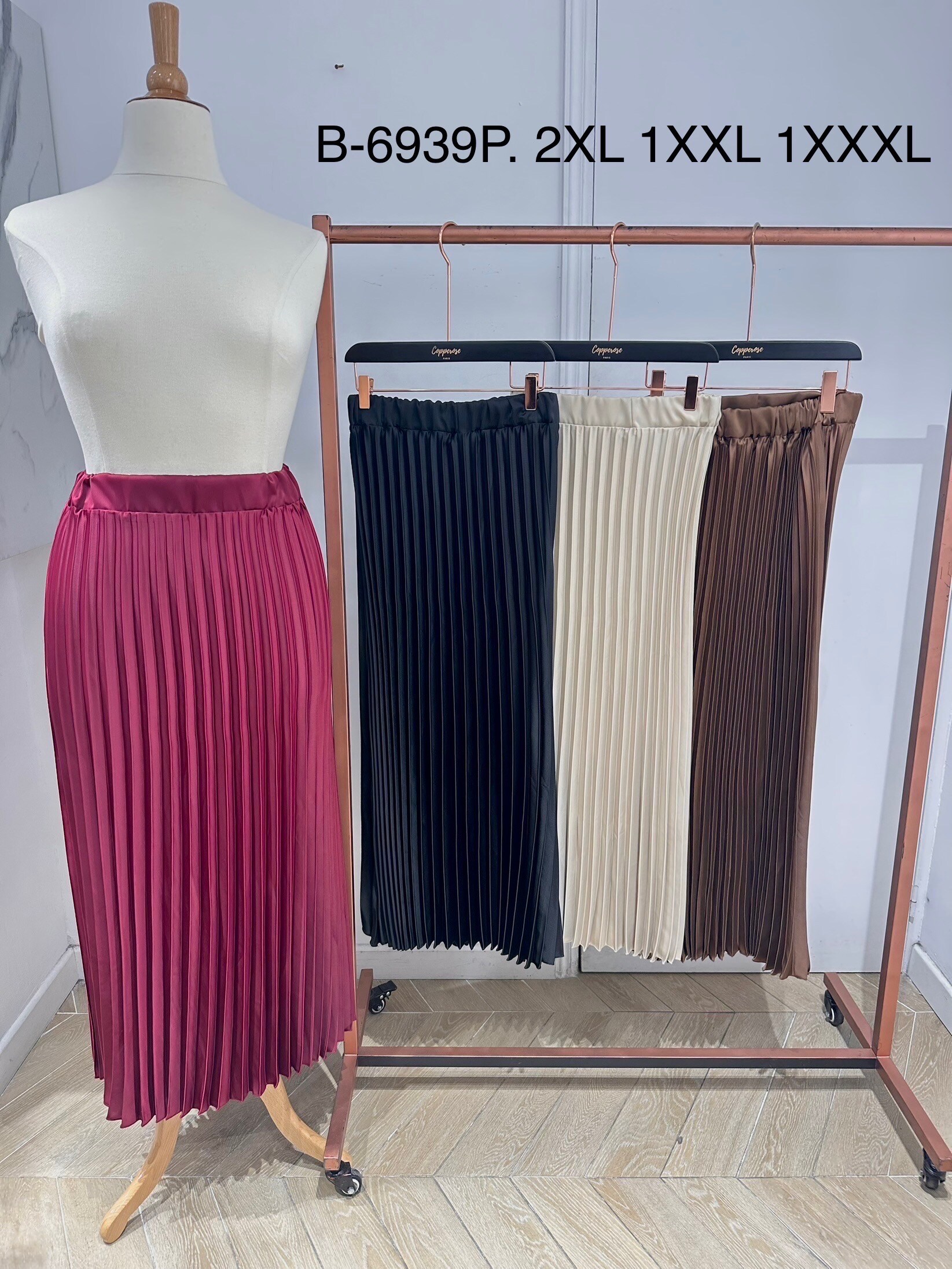 Grossista Copperose Outlet - Gonna lunga plissettata in raso